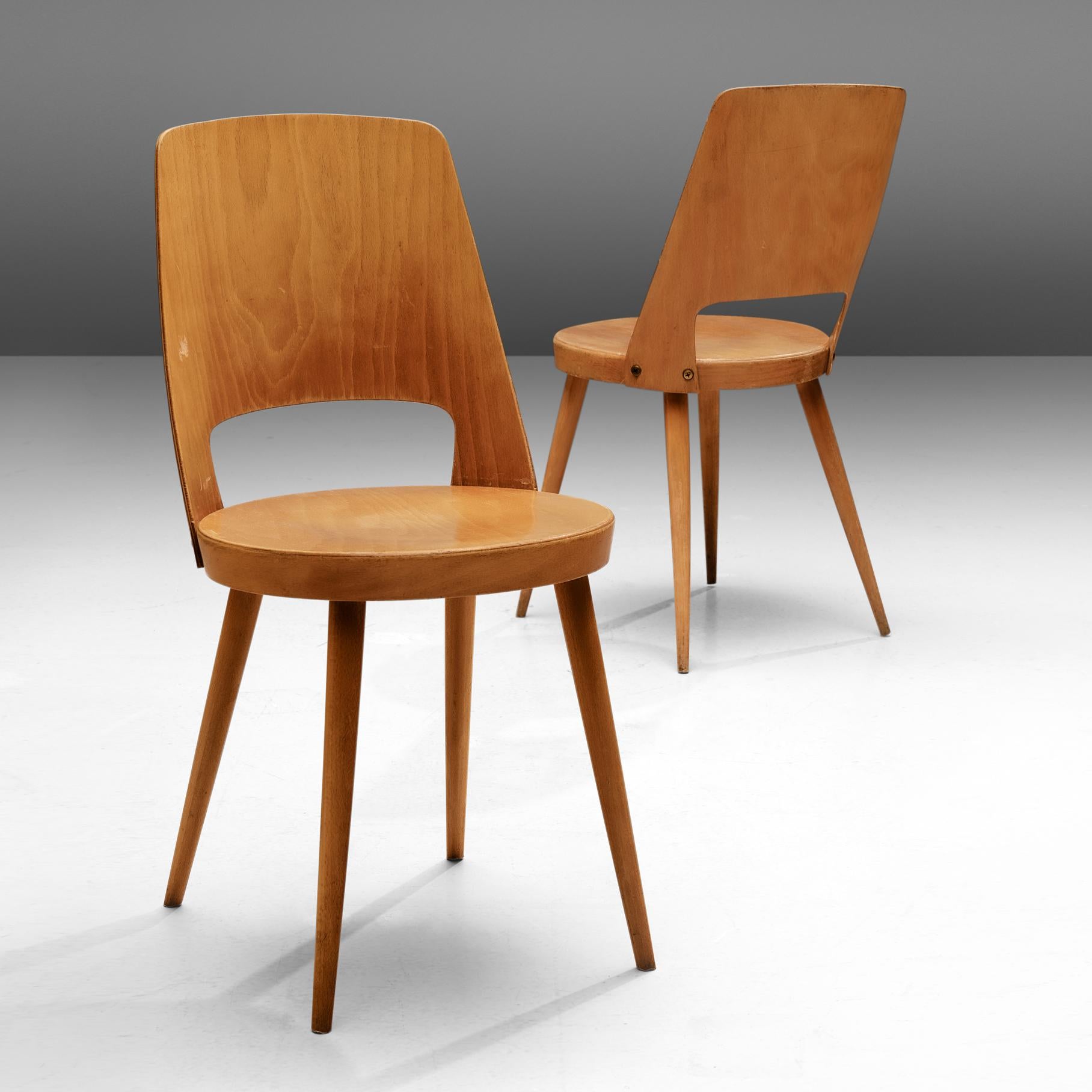 French Large Set of Baumann 'Mondor' Chairs 