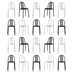 Large Set of Black and White Tubular Steel Chairs by Robert Mallet Stevens