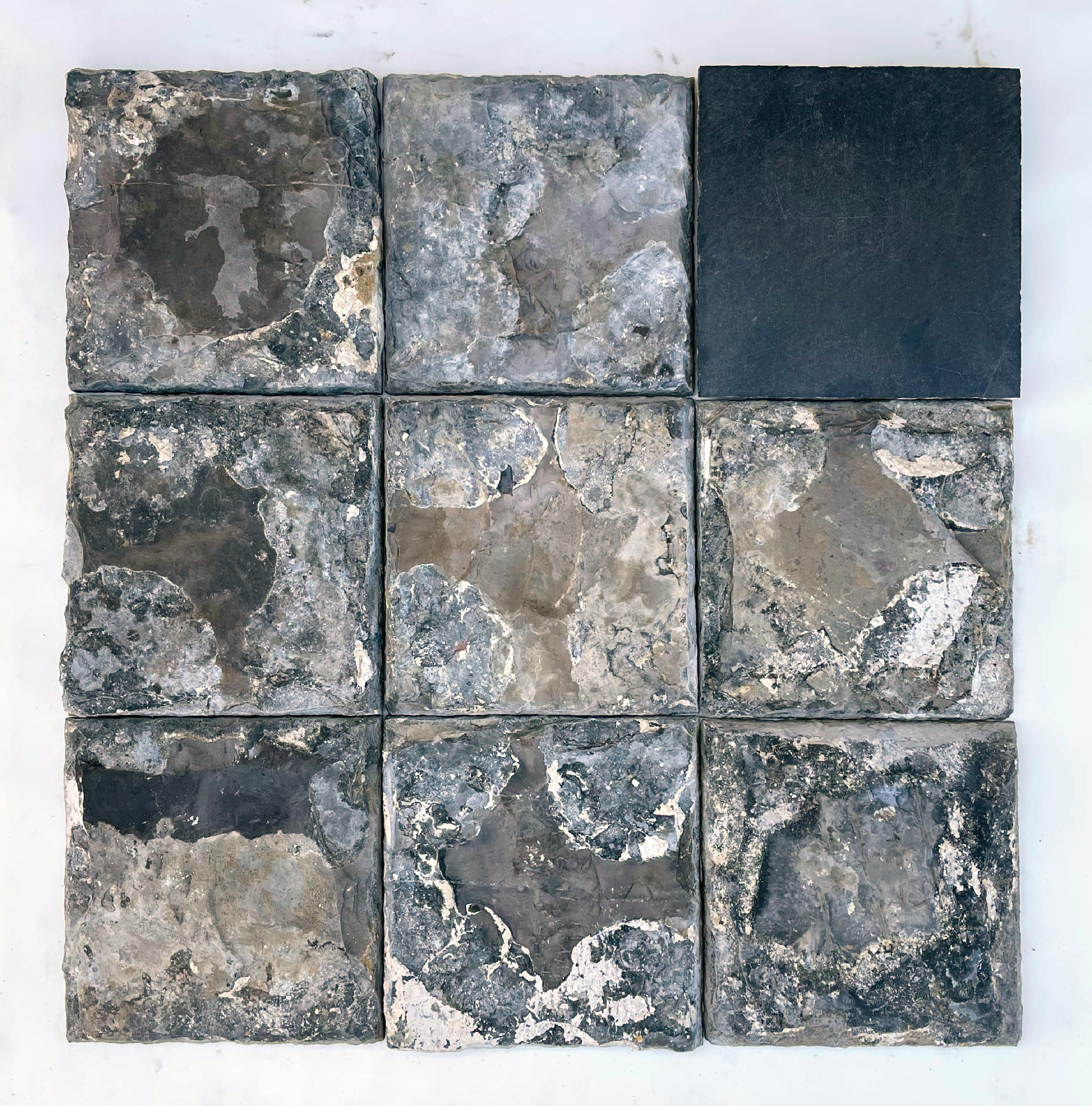 Large Set of Black Stone Tiles For Sale 1