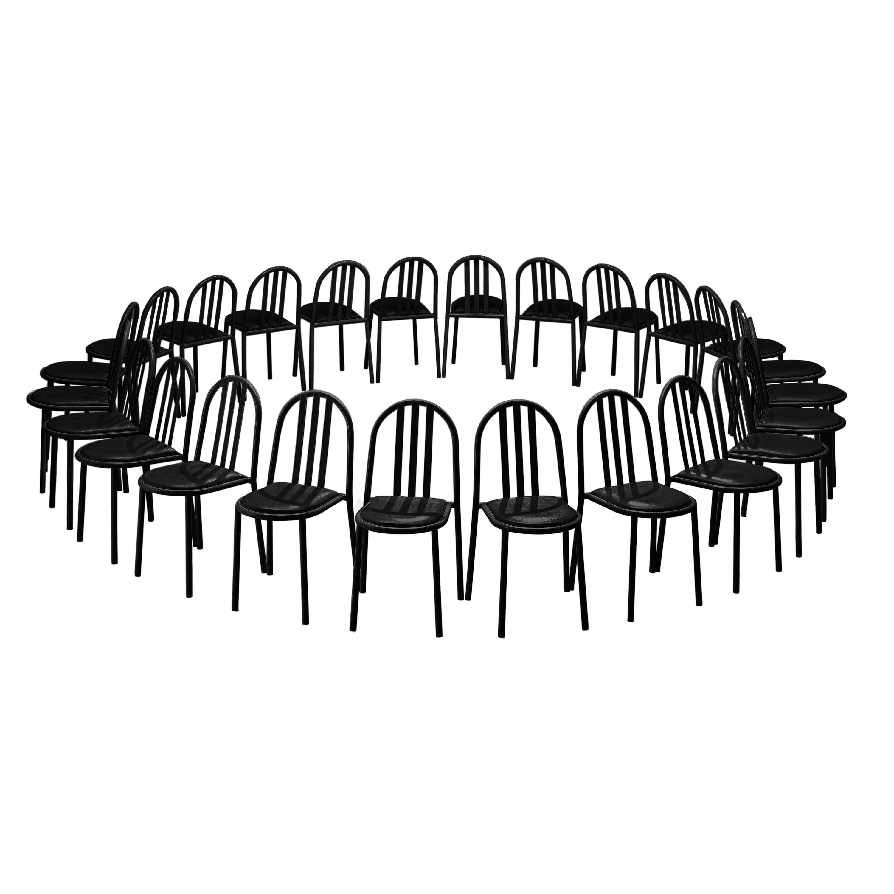 Large Set of Black Tubular Steel Chairs by Robert Mallet-Stevens