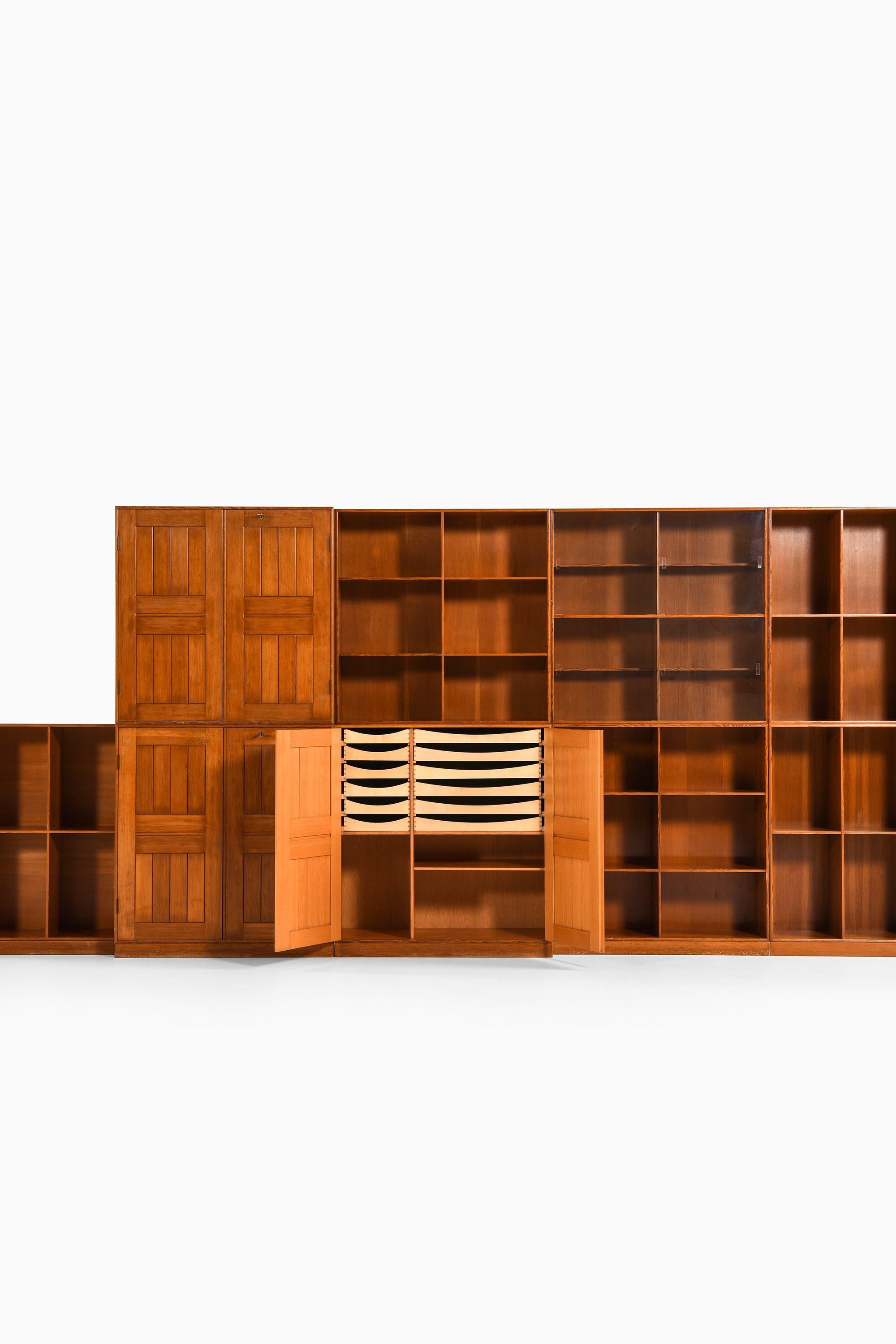 Gran conjunto de librerías de pino de Oregón y cristal de Mogens Koch, 1933 Danés en venta