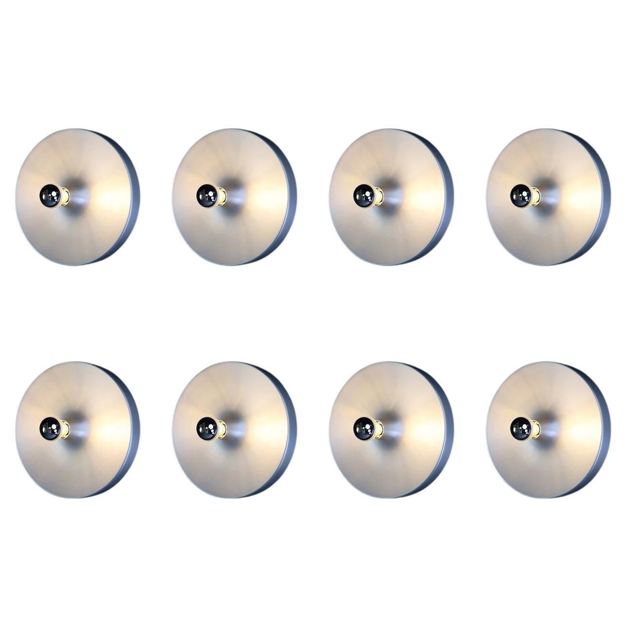 Large set of Charlotte Perriand Aluminum Disc Wall Lights, Germany 1960s  