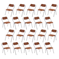 Large Set of Dutch Chairs with Tubular Chrome Frame 