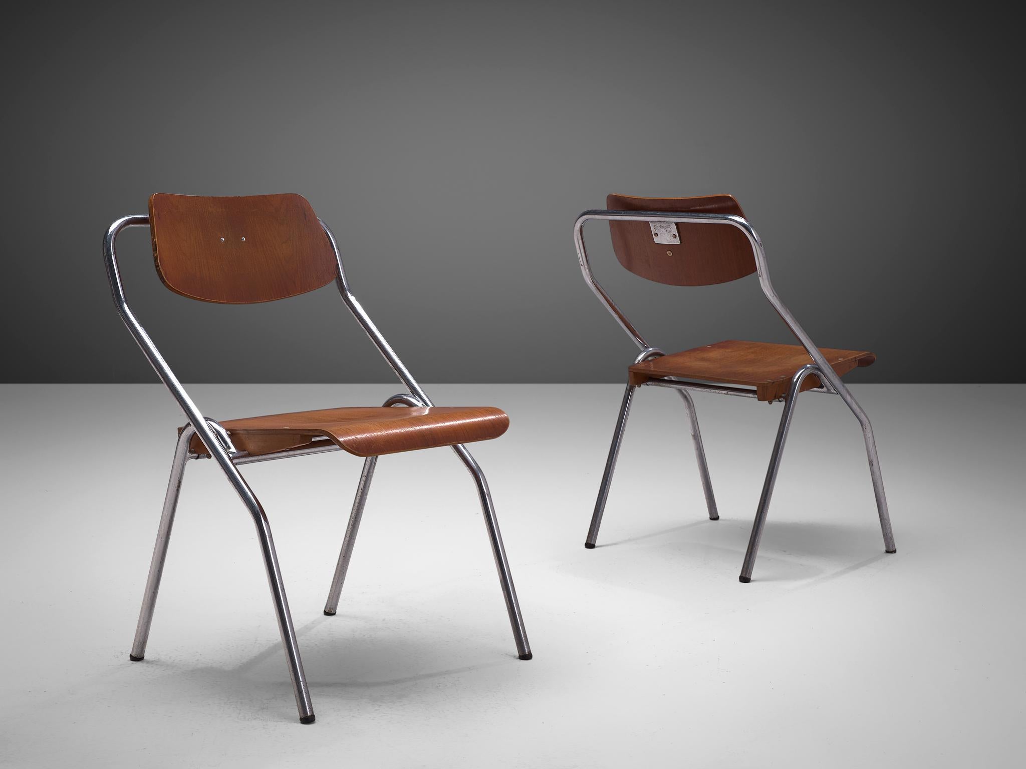 Large Set of Dutch Chairs with Tubular Chrome Frame For Sale at 1stDibs