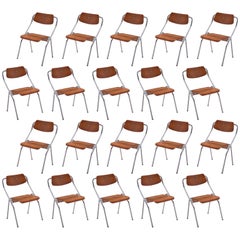 Large Set of Dutch Chairs with Tubular Chrome Frame