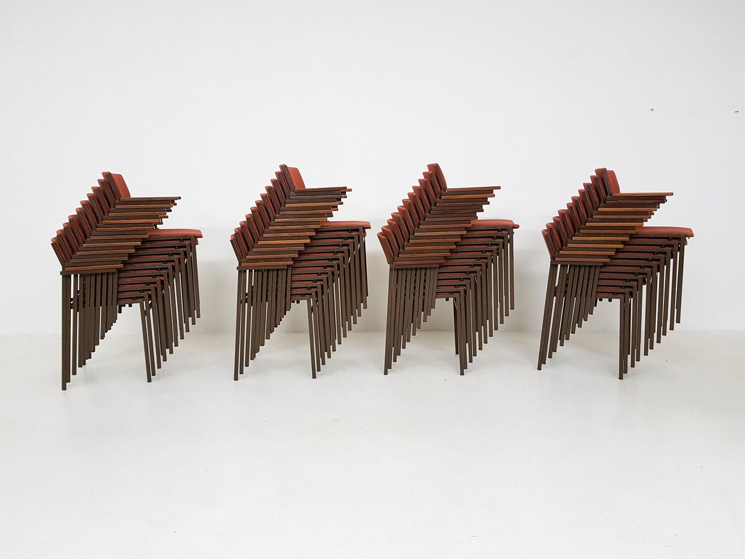 Metal Large Set of Dutch Midcentury Dining or Stacking Chairs by Gijs Van Der Sluis