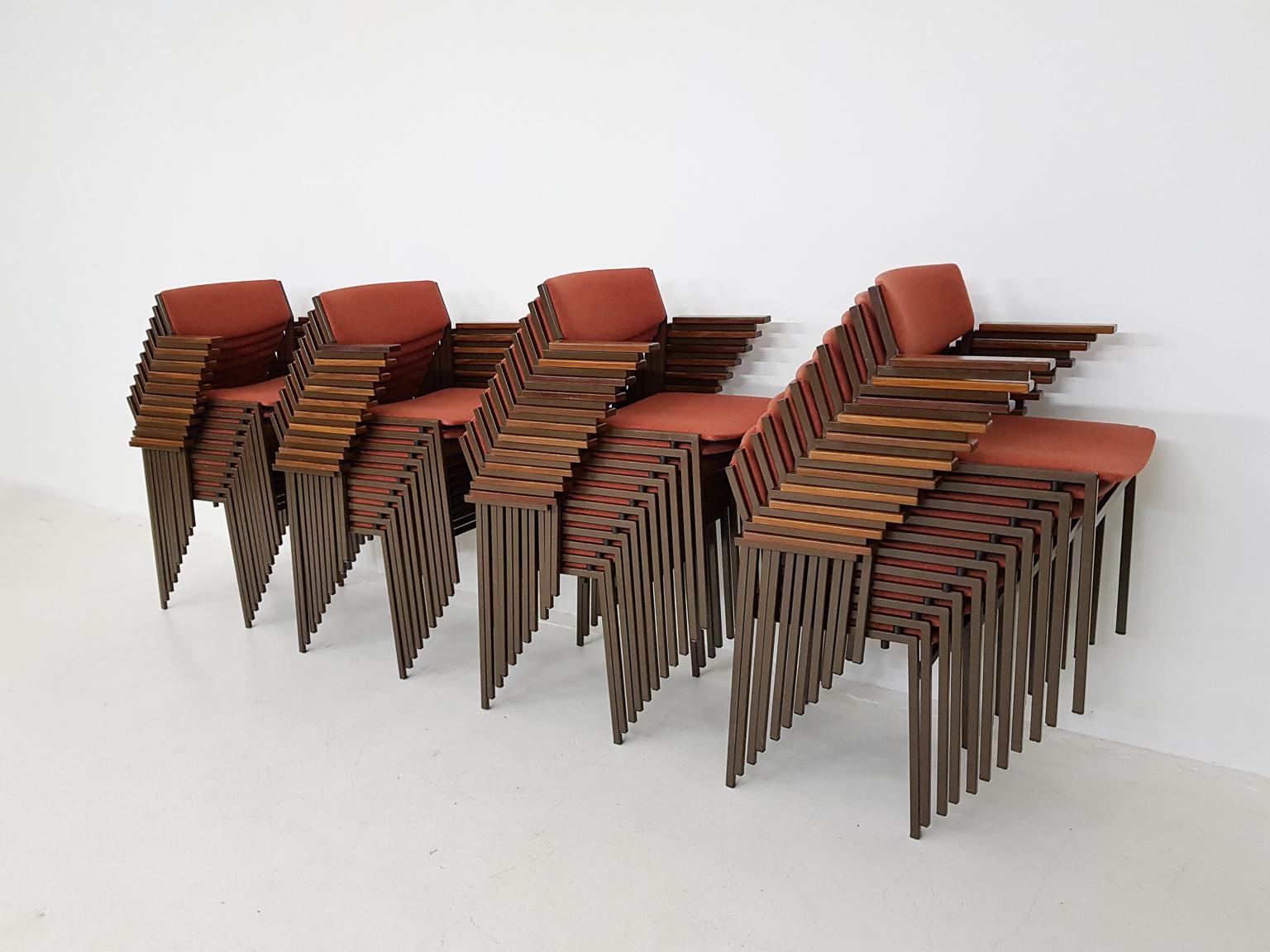 Large Set of Dutch Midcentury Dining or Stacking Chairs by Gijs Van Der Sluis 1