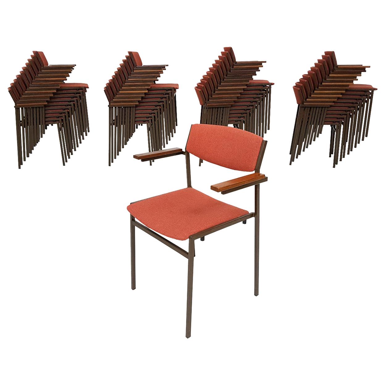 Large Set of Dutch Midcentury Dining or Stacking Chairs by Gijs Van Der Sluis