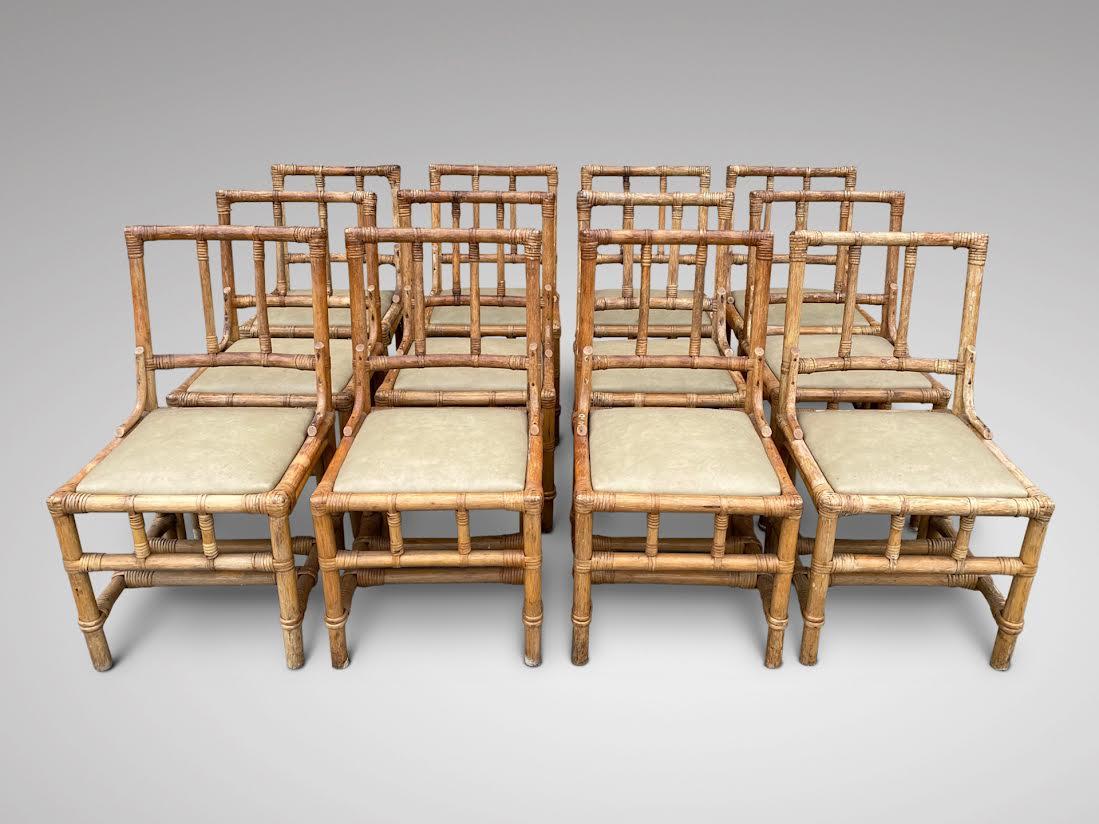 Victorian Large Set of Early 20th Century 12 Bamboo Dining Chairs