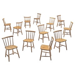 Large Set of Ercol Beech Dining Chairs