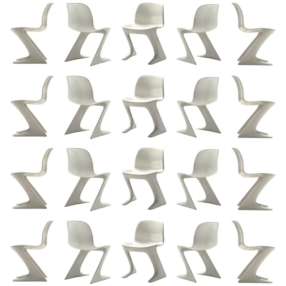 Ernst Moeckl White Kangaroo Chairs in Fiberglass