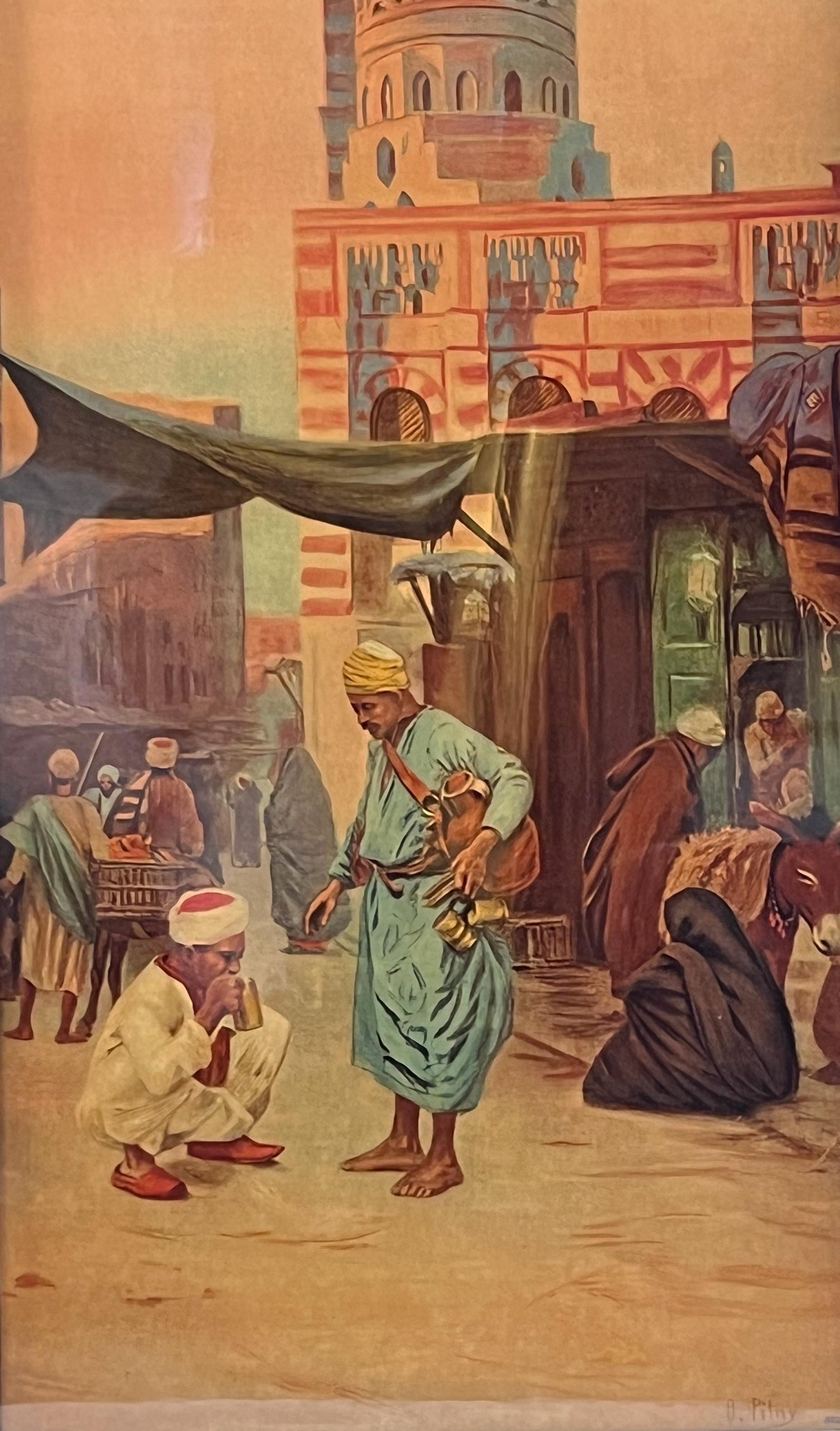 Großer Satz von vier orientalischen Drucken, Otto Pilny '1866 - 1936'.  (Farbe) im Angebot