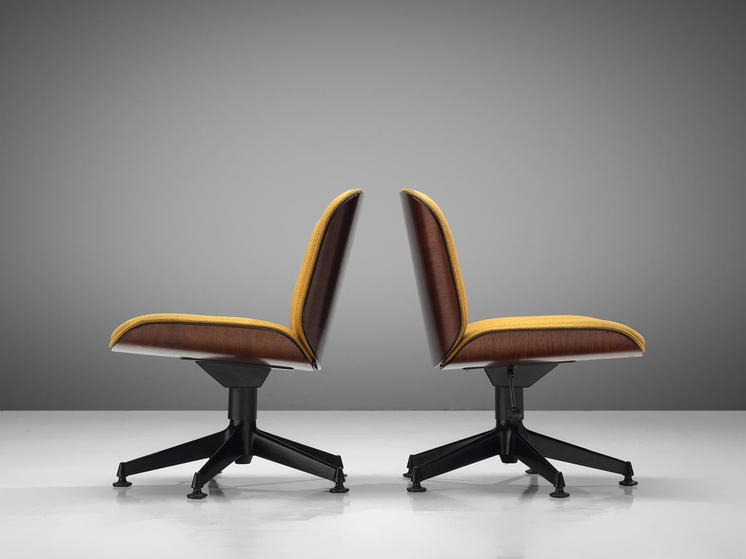 Mid-20th Century Large Set of Fourteen Rosewood Swivel Chairs by Ico Parisi for MIM Roma