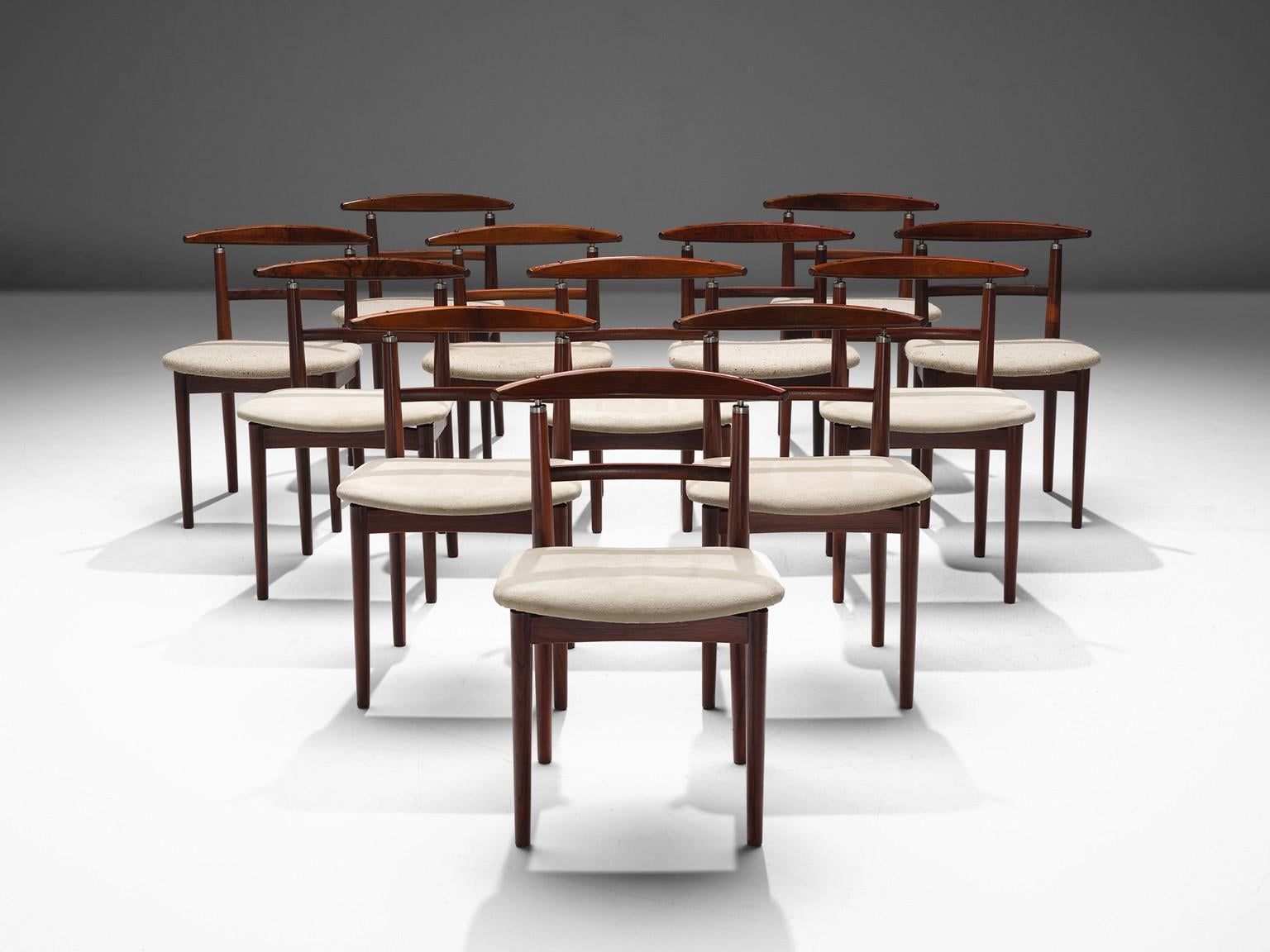 Danish Large Set of Helge Sibast & Børge Rammeskov Dining Chairs