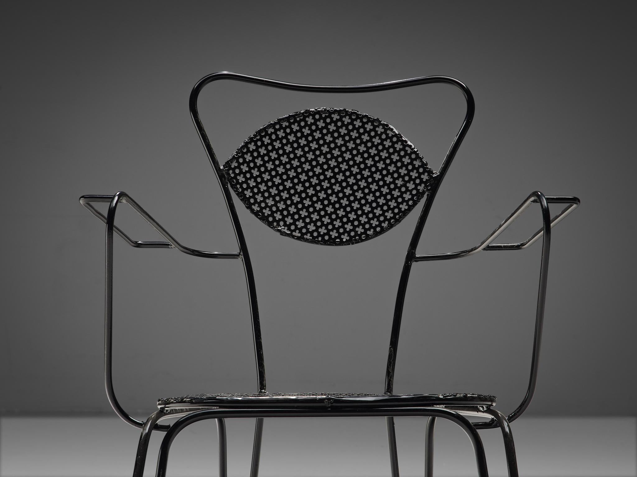 Mid-20th Century Large Set of Italian Black Patio Chairs For Sale