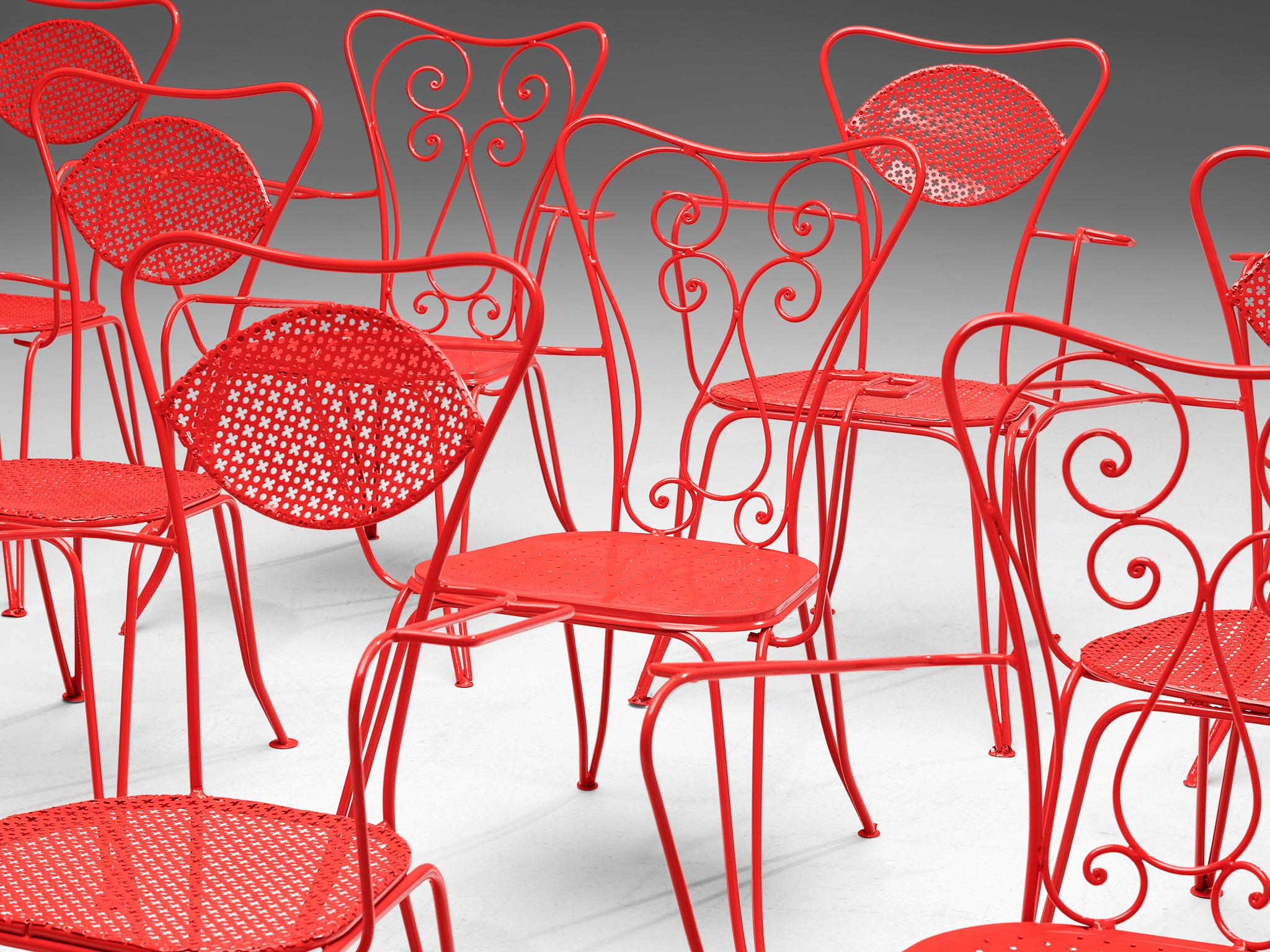 Mid-Century Modern Grand ensemble de chaises de patio italiennes de différentes couleurs en vente