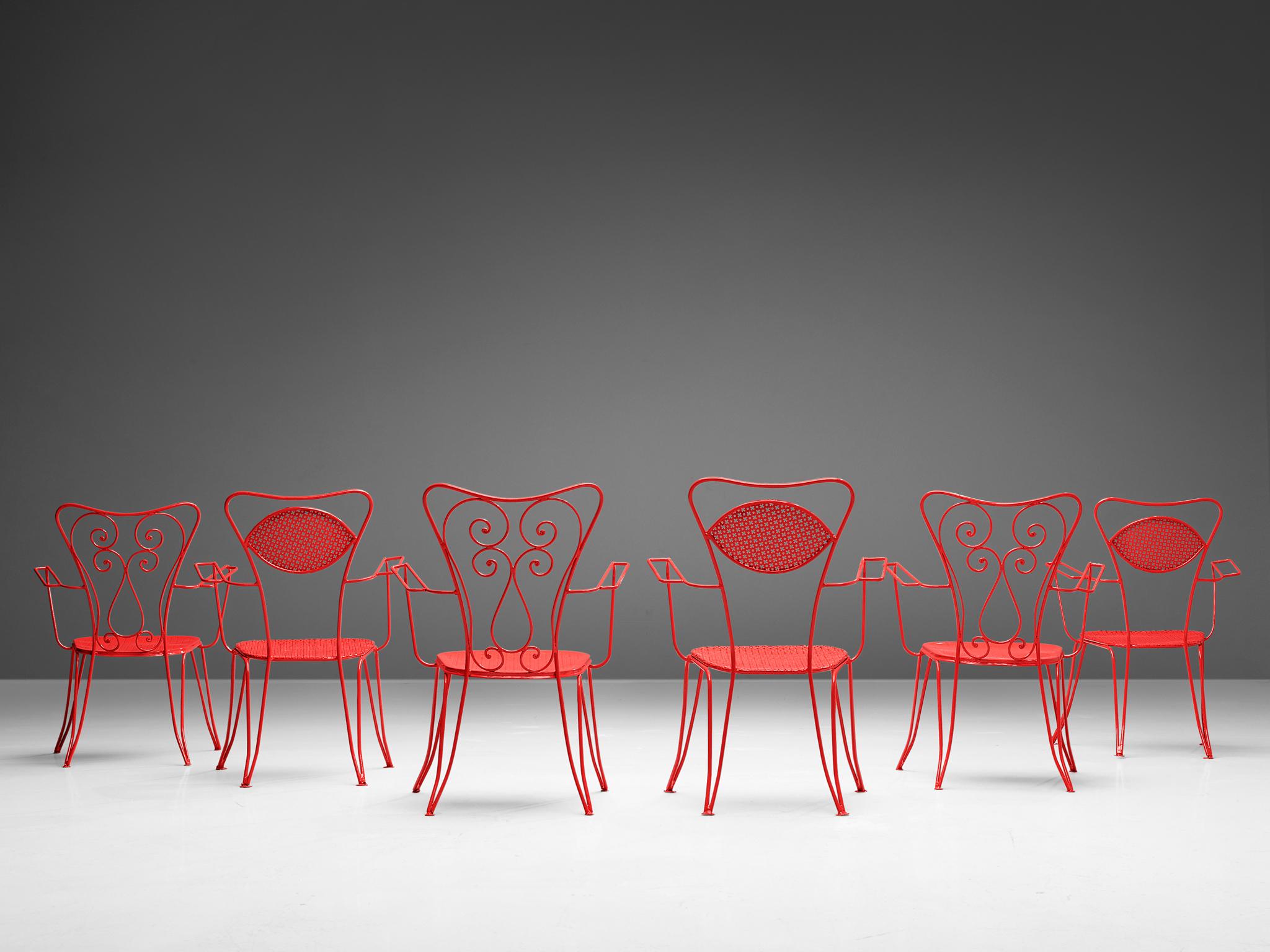 Grand ensemble de chaises de patio italiennes de différentes couleurs Bon état - En vente à Waalwijk, NL