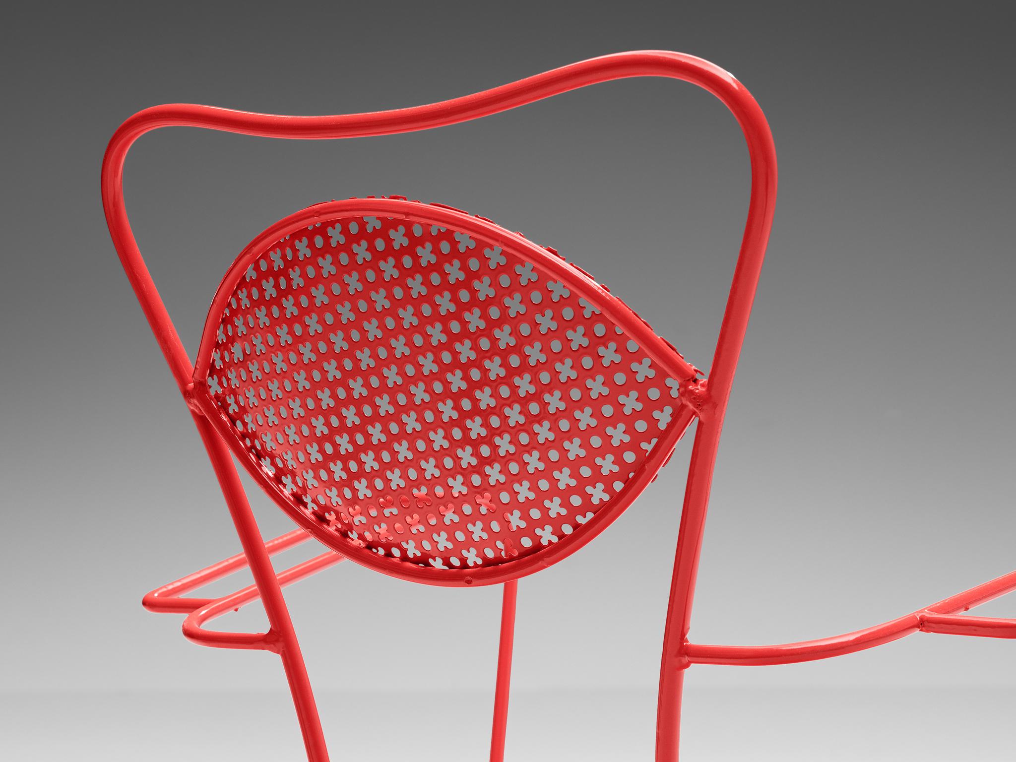 Acier Grand ensemble de chaises de patio italiennes de différentes couleurs en vente