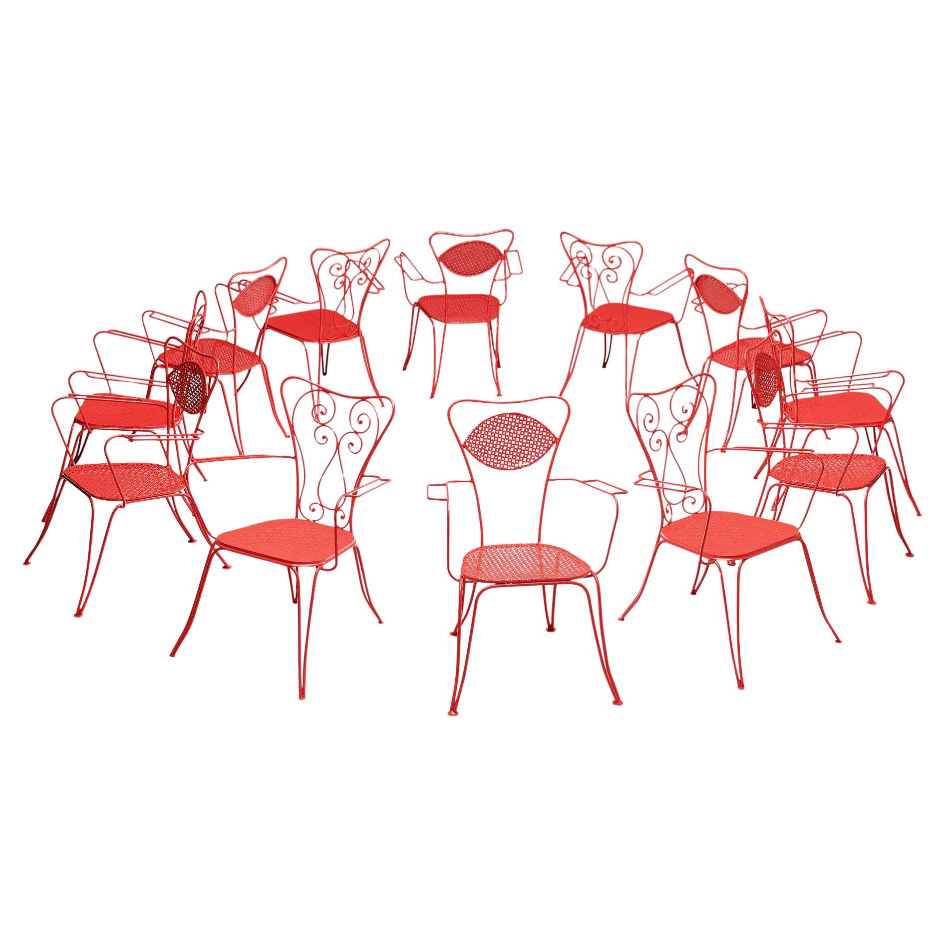 Grand ensemble de chaises de patio italiennes de différentes couleurs en vente