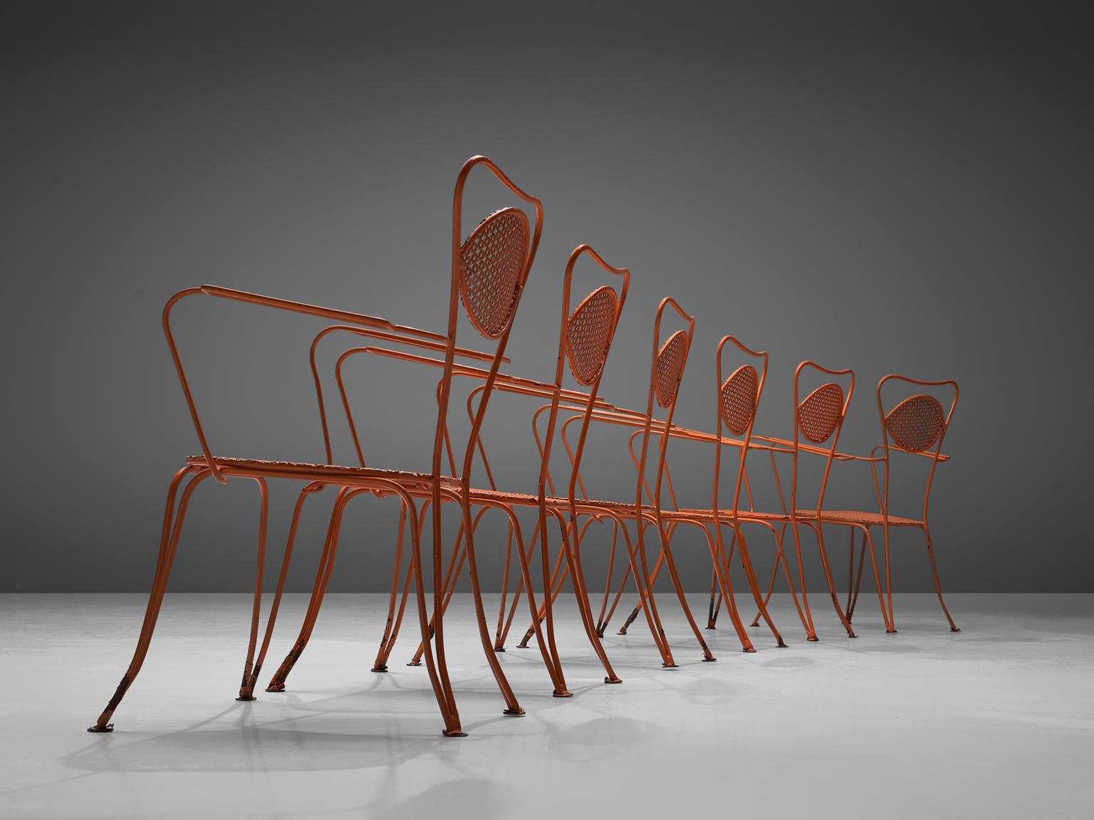 Metal Large Set of Italian Terra Rosa Patio Chairs + 200