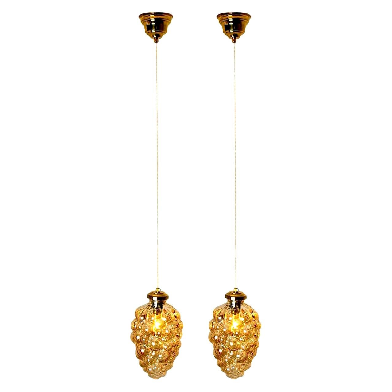 Pair of Painted Leopard Print Pendant Lights For Sale at 1stDibs