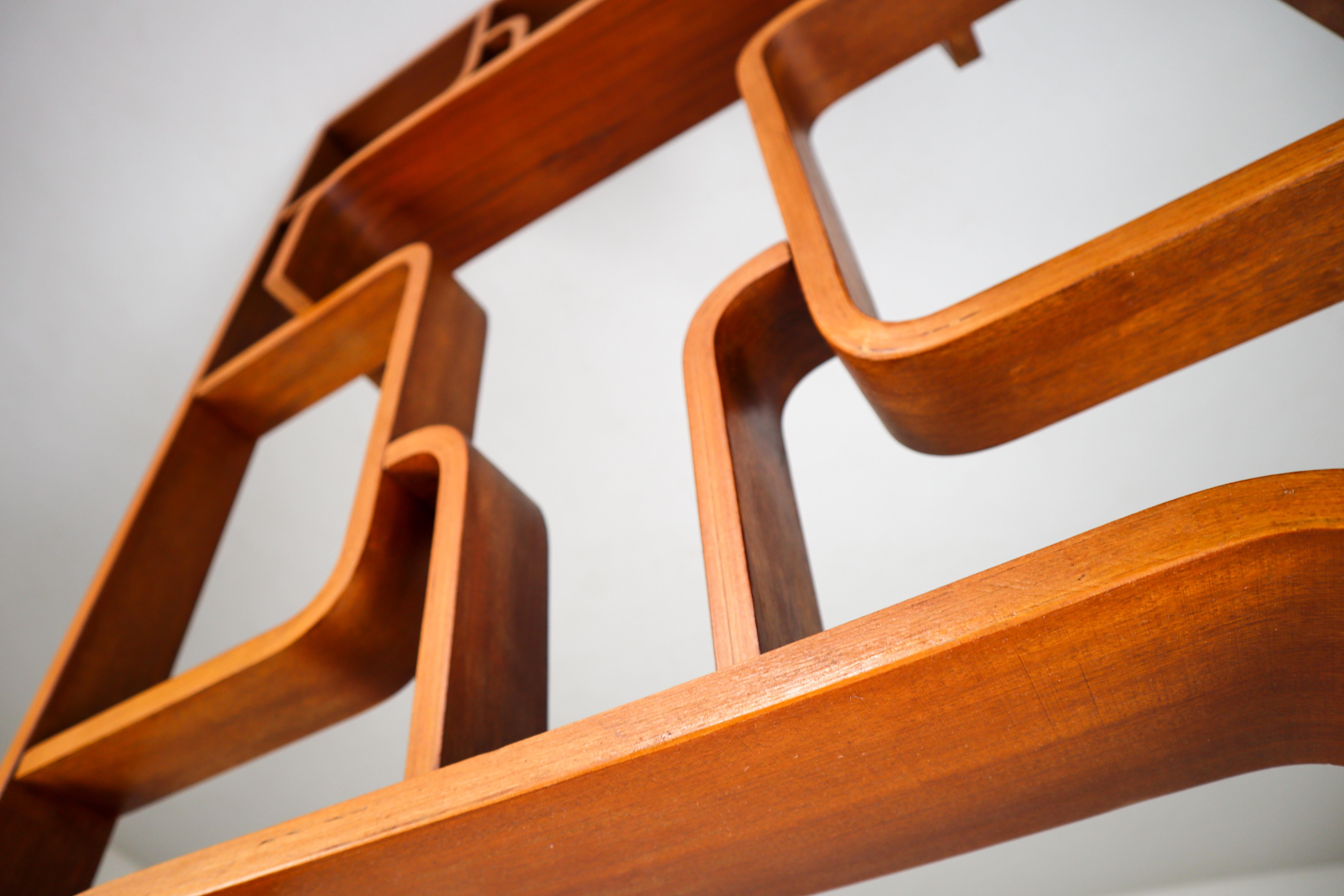 Large Set of Mahogany Color Midcentury Room Dividers in Bentwood, circa 1960s 3