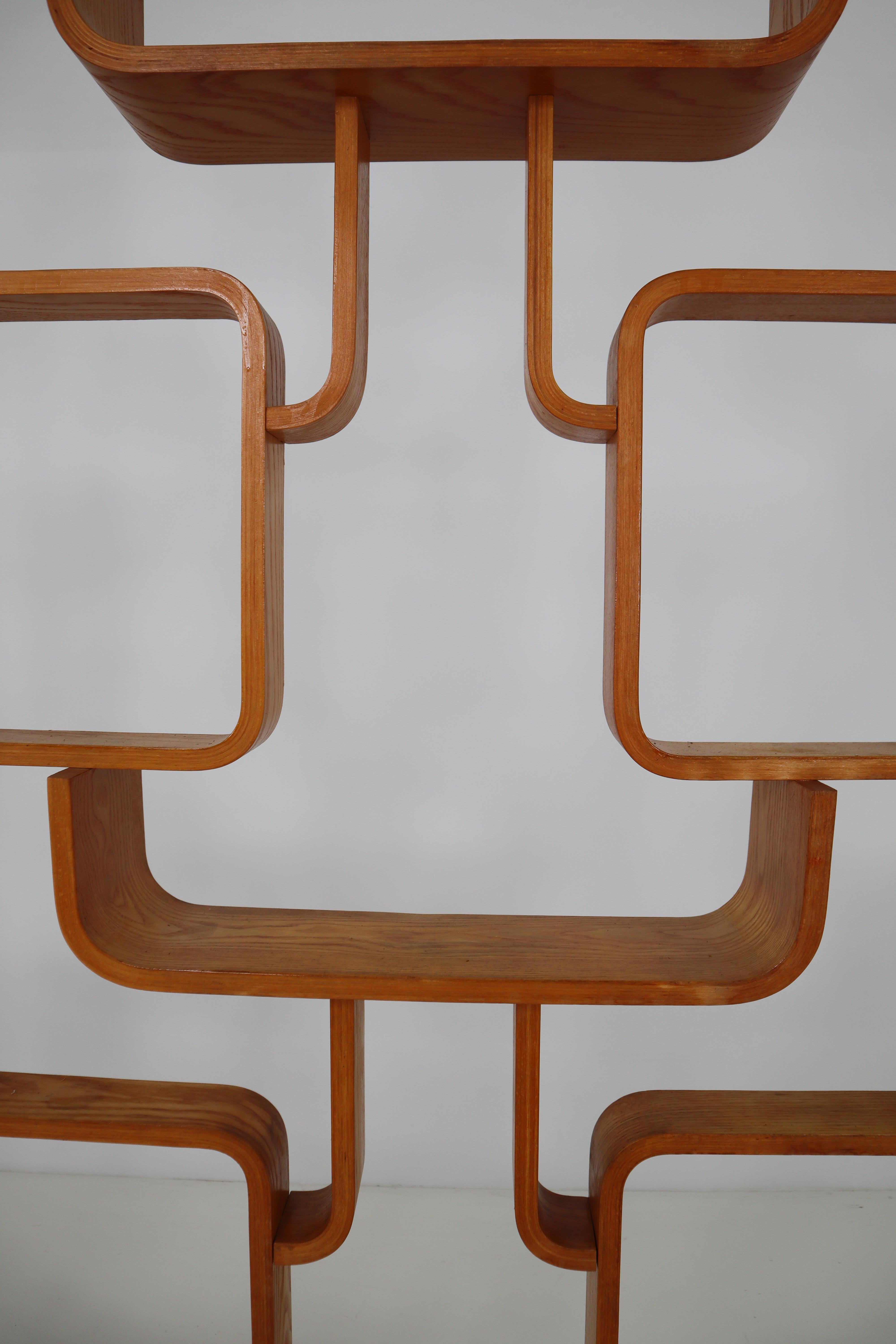 Large Set of Mahogany Color Midcentury Room Dividers in Bentwood, circa 1960s 1