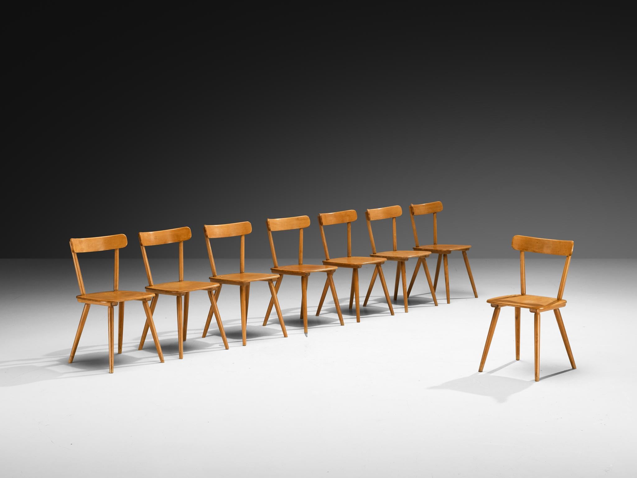 Grande set di sedie da pranzo moderne di metà secolo in Wood Wood in vendita 6