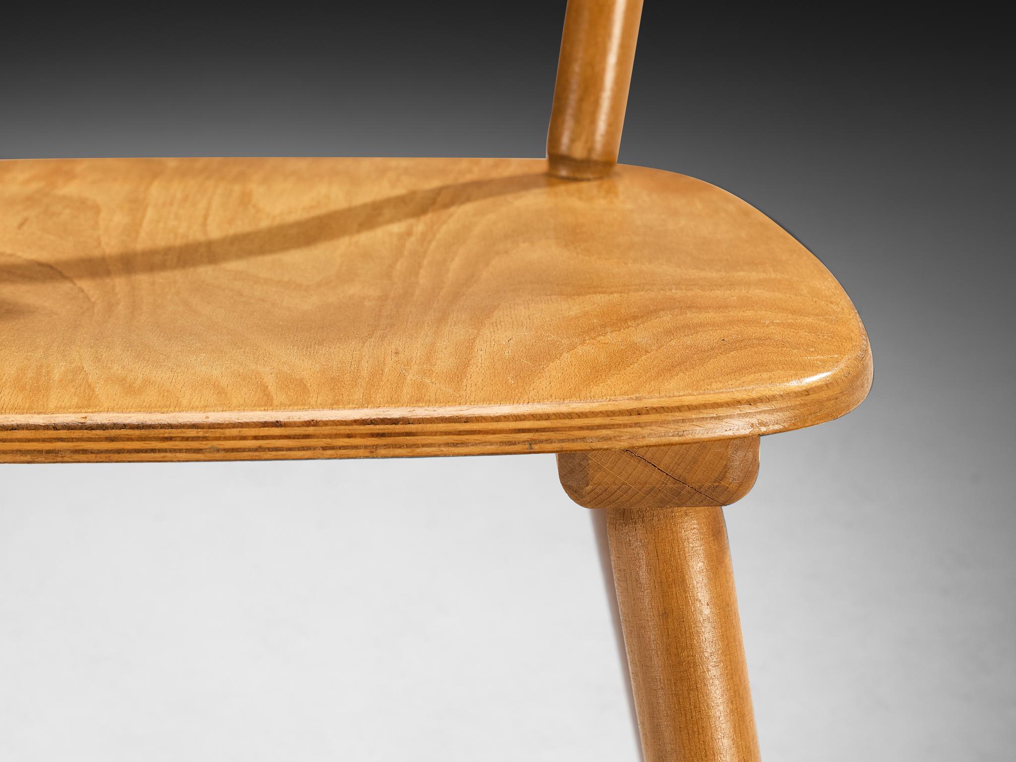 Large Set of Mid-Century Modern Dining Chairs in Blonde Wood In Good Condition For Sale In Waalwijk, NL