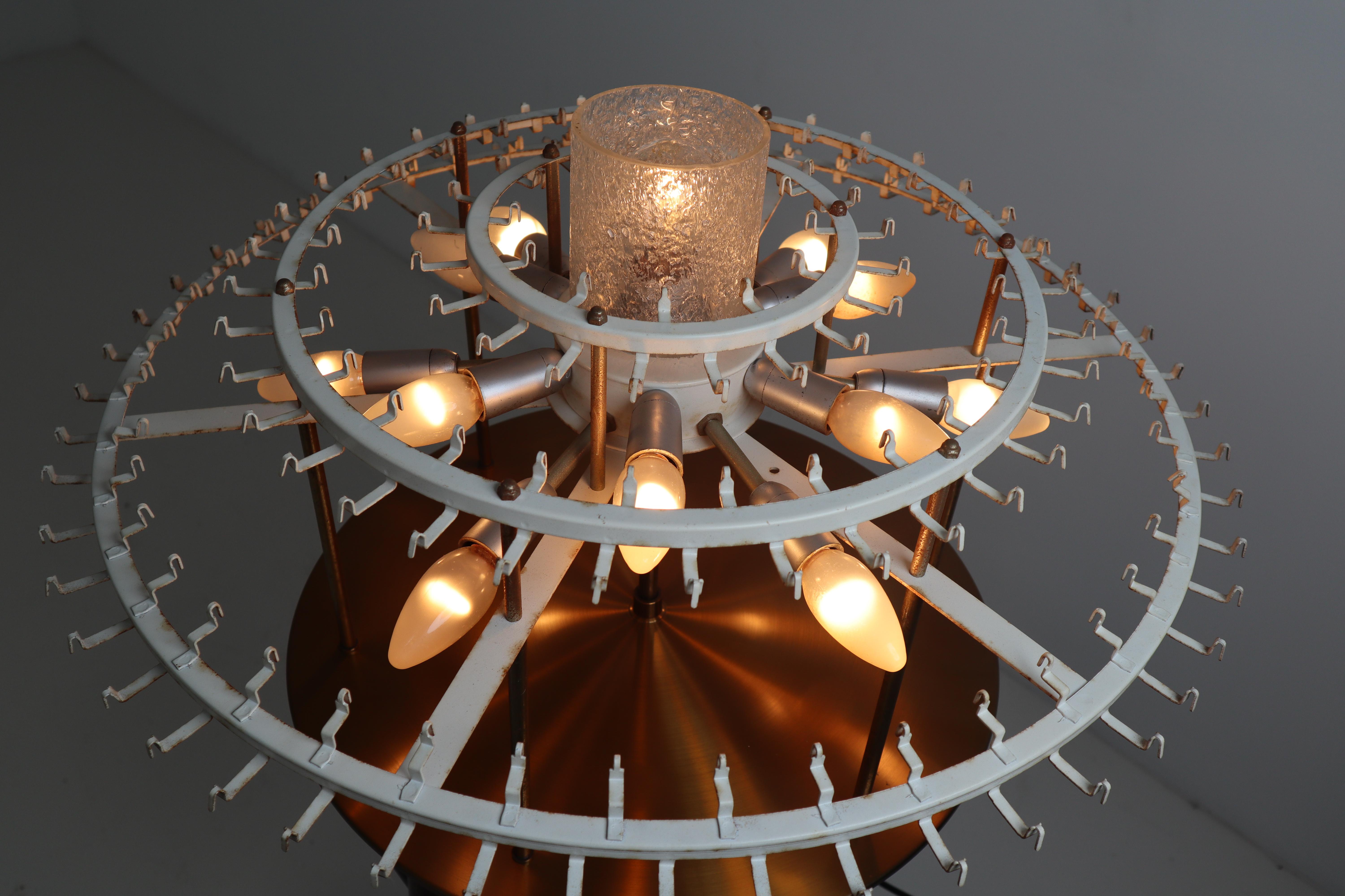 Large Set of Mid-Century Modernist, 1950s Flush Mount Chandelier, Doria Leuchten 4