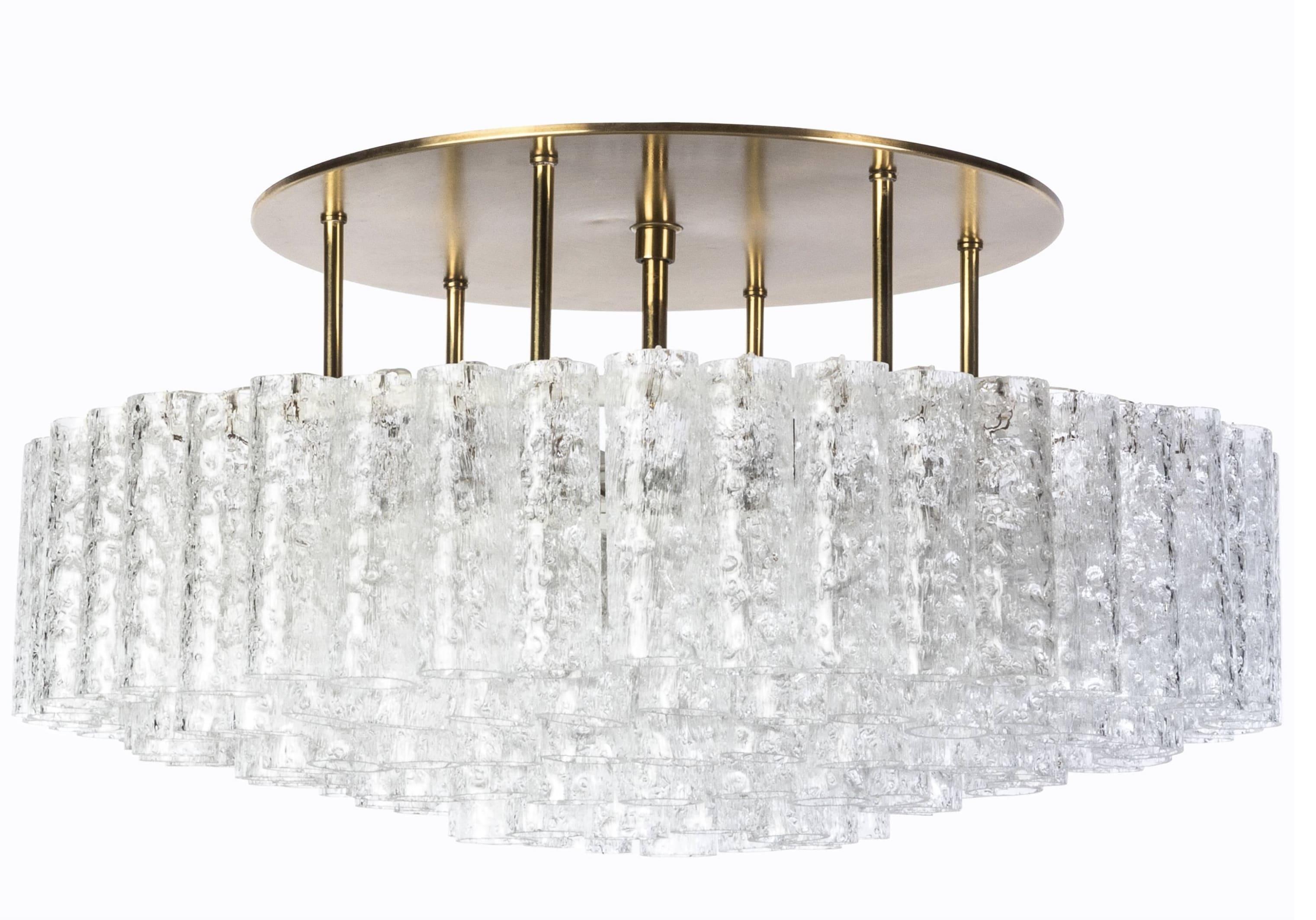 Large Set of Mid-Century Modernist, 1950s Flush Mount Chandelier, Doria Leuchten 5