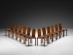 Grande set di sedie da pranzo moderniste in legno e metallo