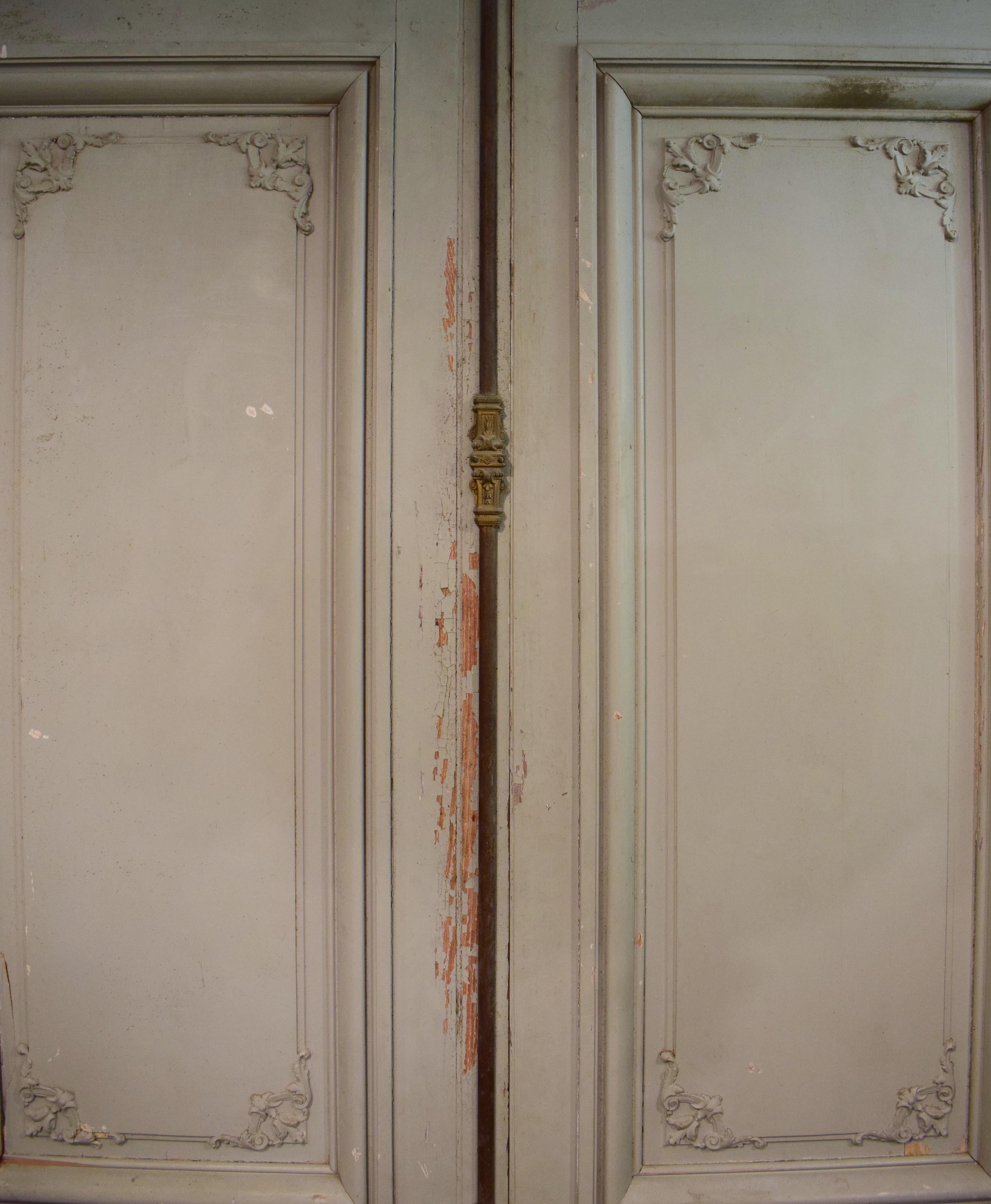19th Century Large Set of Napoleon III French Antique Exterior Doors with Carved Panels For Sale