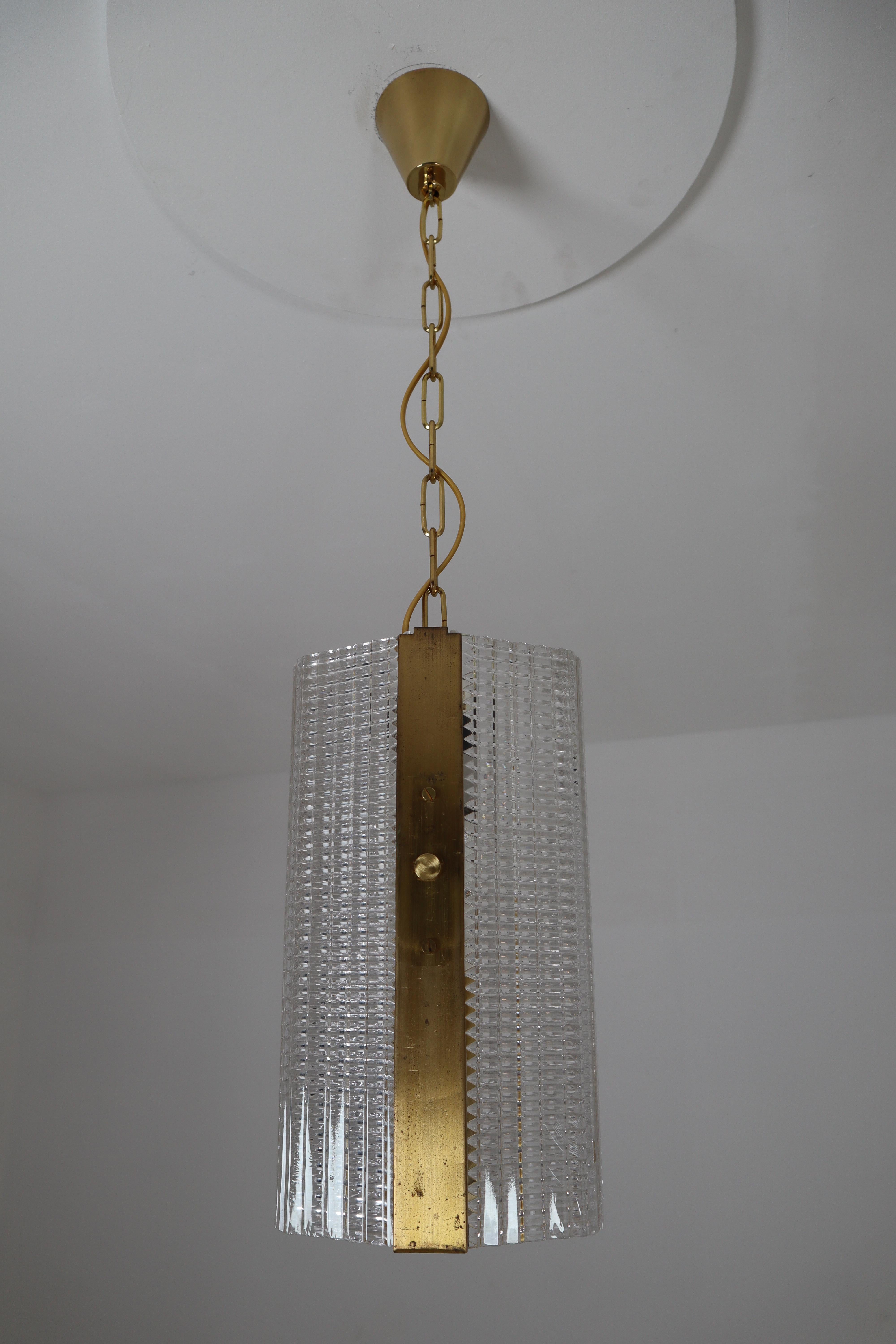 Large Set of Pendants in Brass and Art-Glass, Europe, 1970s In Good Condition In Almelo, NL