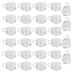 Large Set of Punch or Eggnog Glass Cups with Bubble Handles, Set of 28