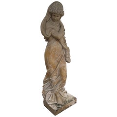 Large Set of Roman Style Hand Carved Sienna Marble Statues of the Four Seasons