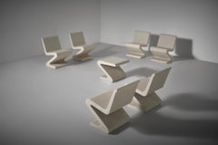 Large set of sculptural concrete ‘Z’ chairs, France 1970s