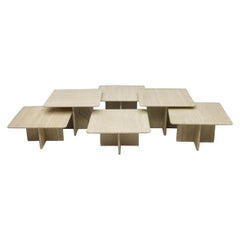 Large Set of Six Travertine Side or Coffee Tables, Italy, 1970s
