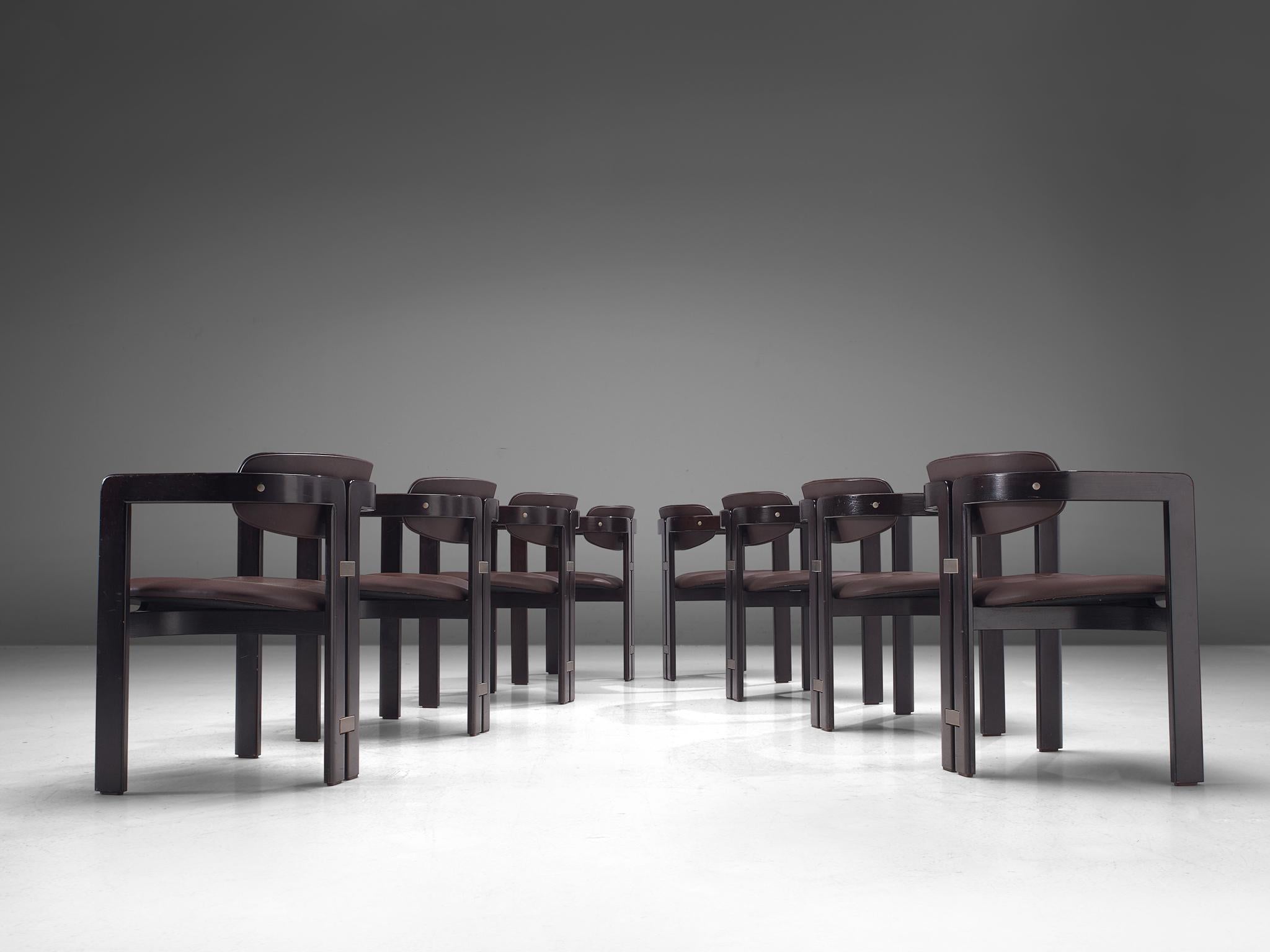 Leather Large Set of Sixteen Customizable 'Pamplona' Chairs by Augusto Savini