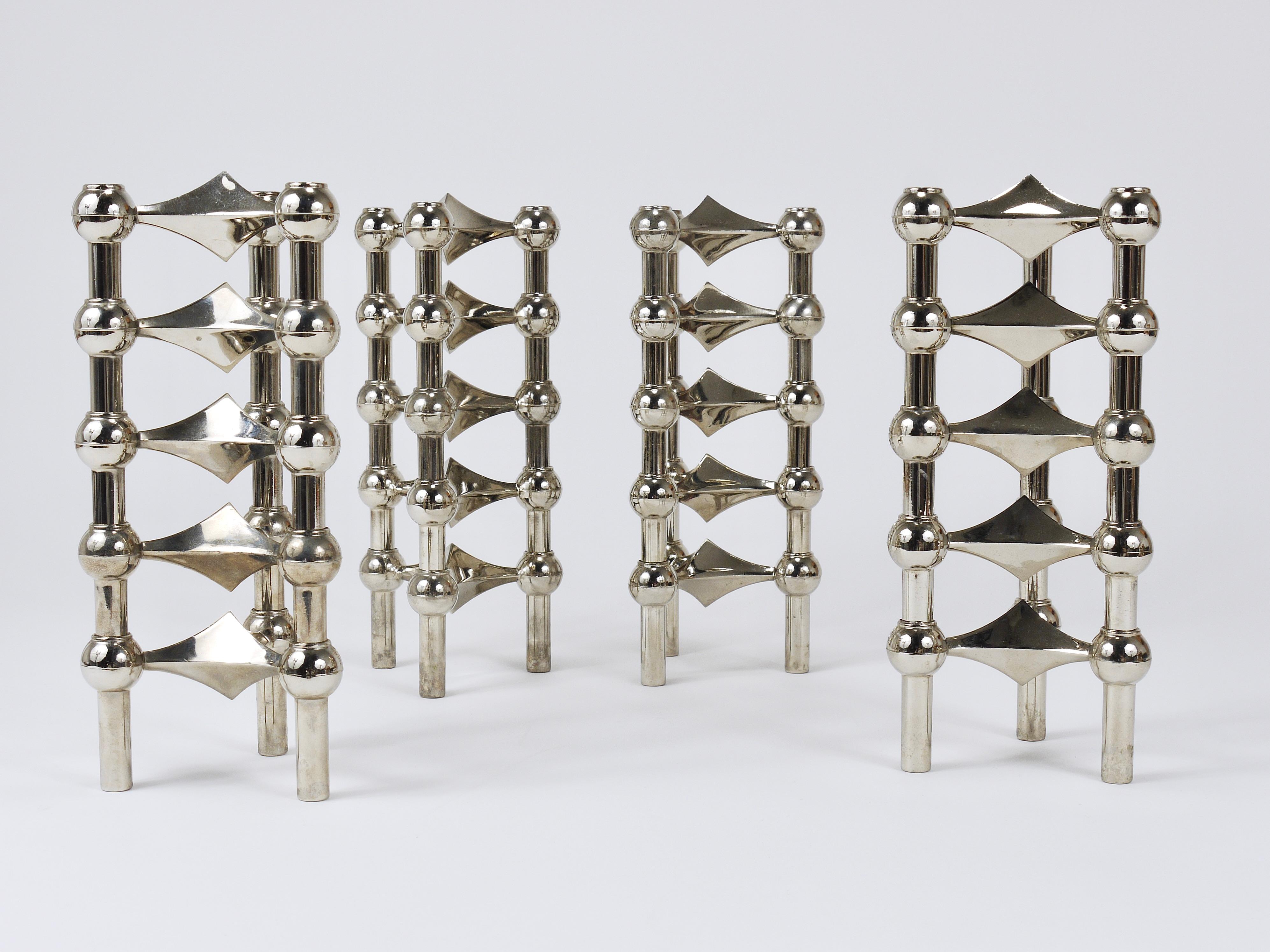 Large Set of Stoff Nagel Sculptural Stackable Candleholders with Candles, 1960s For Sale 3