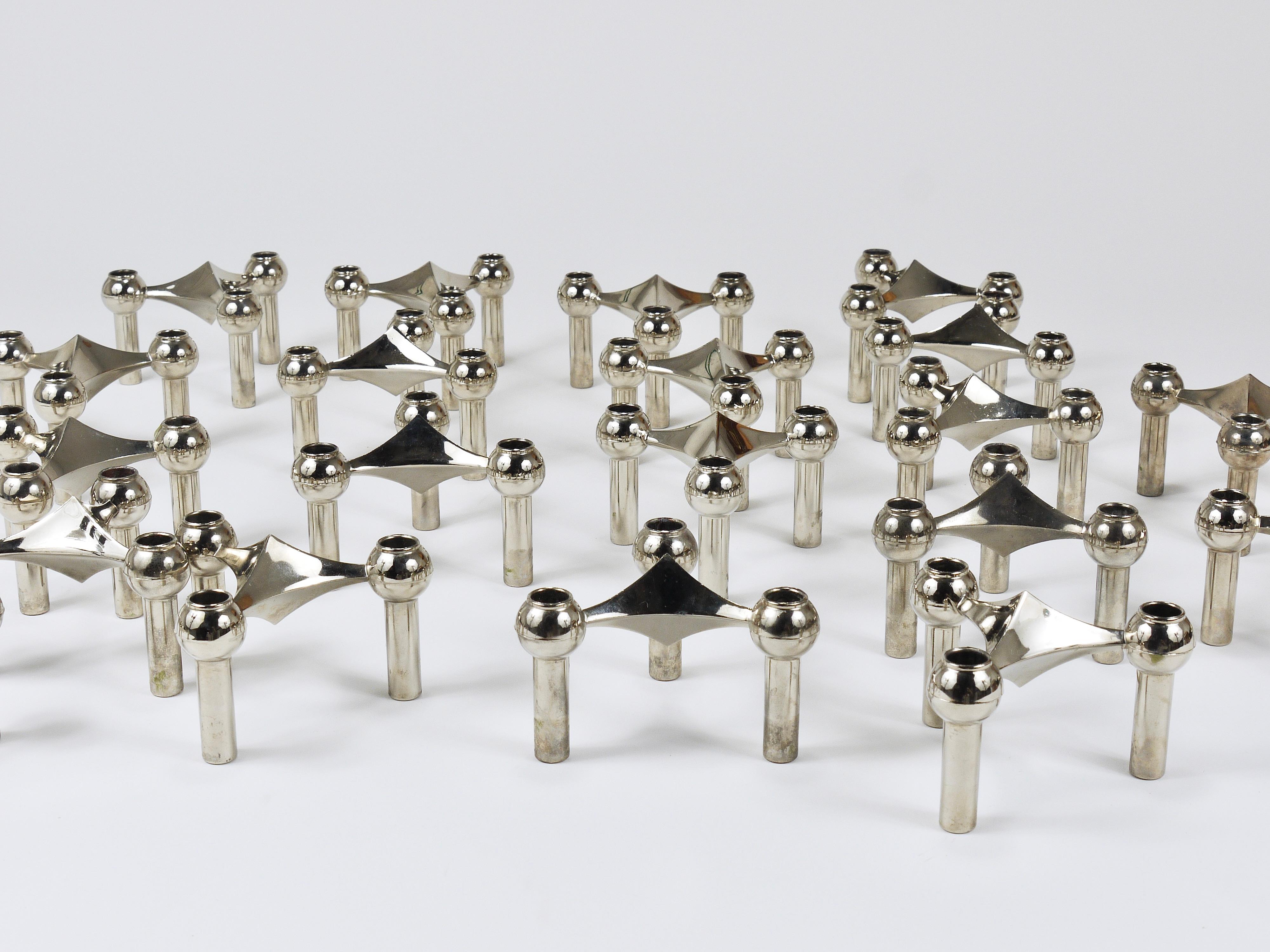Large Set of Stoff Nagel Sculptural Stackable Candleholders with Candles, 1960s For Sale 4