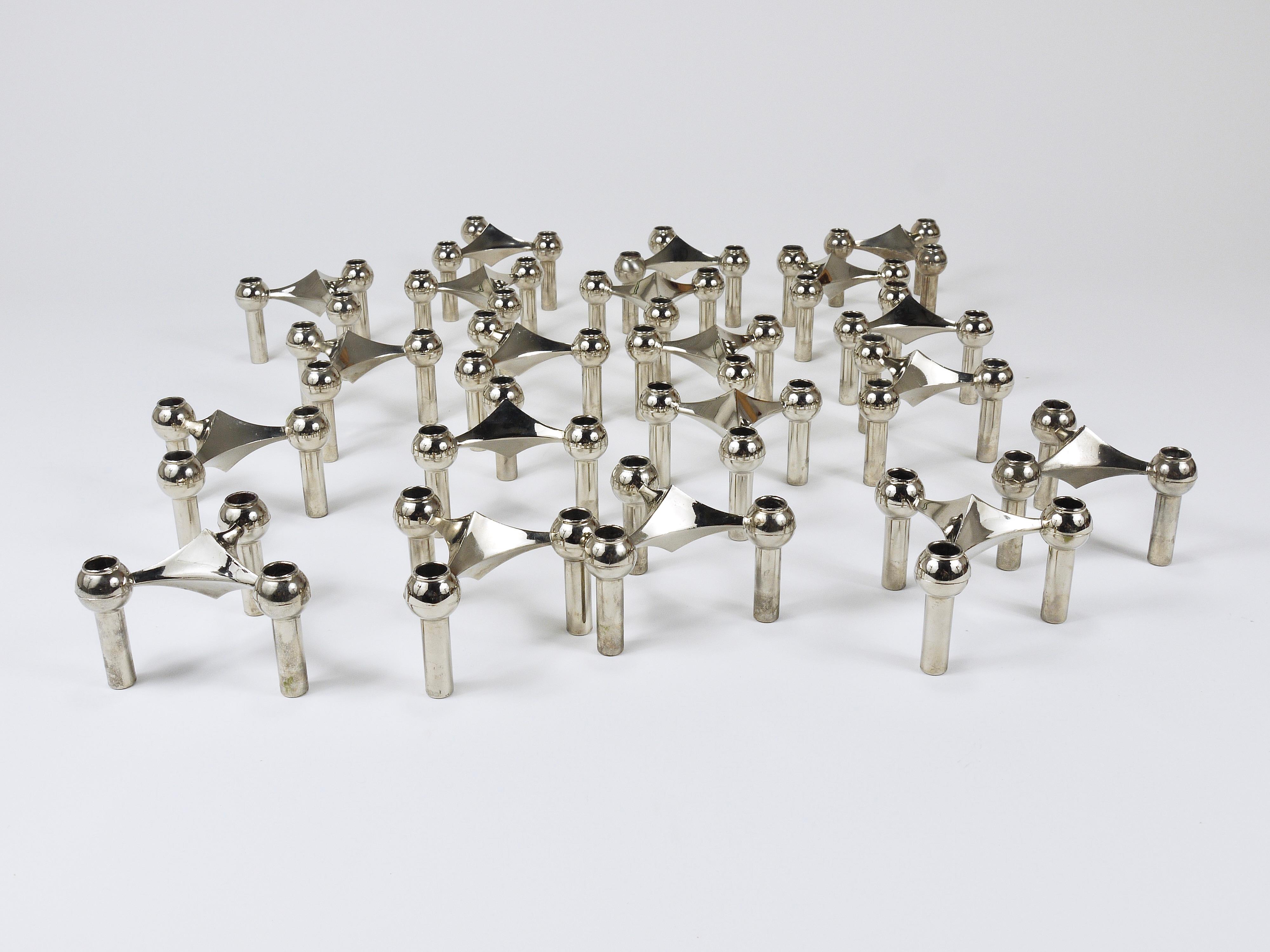 Large Set of Stoff Nagel Sculptural Stackable Candleholders with Candles, 1960s For Sale 5