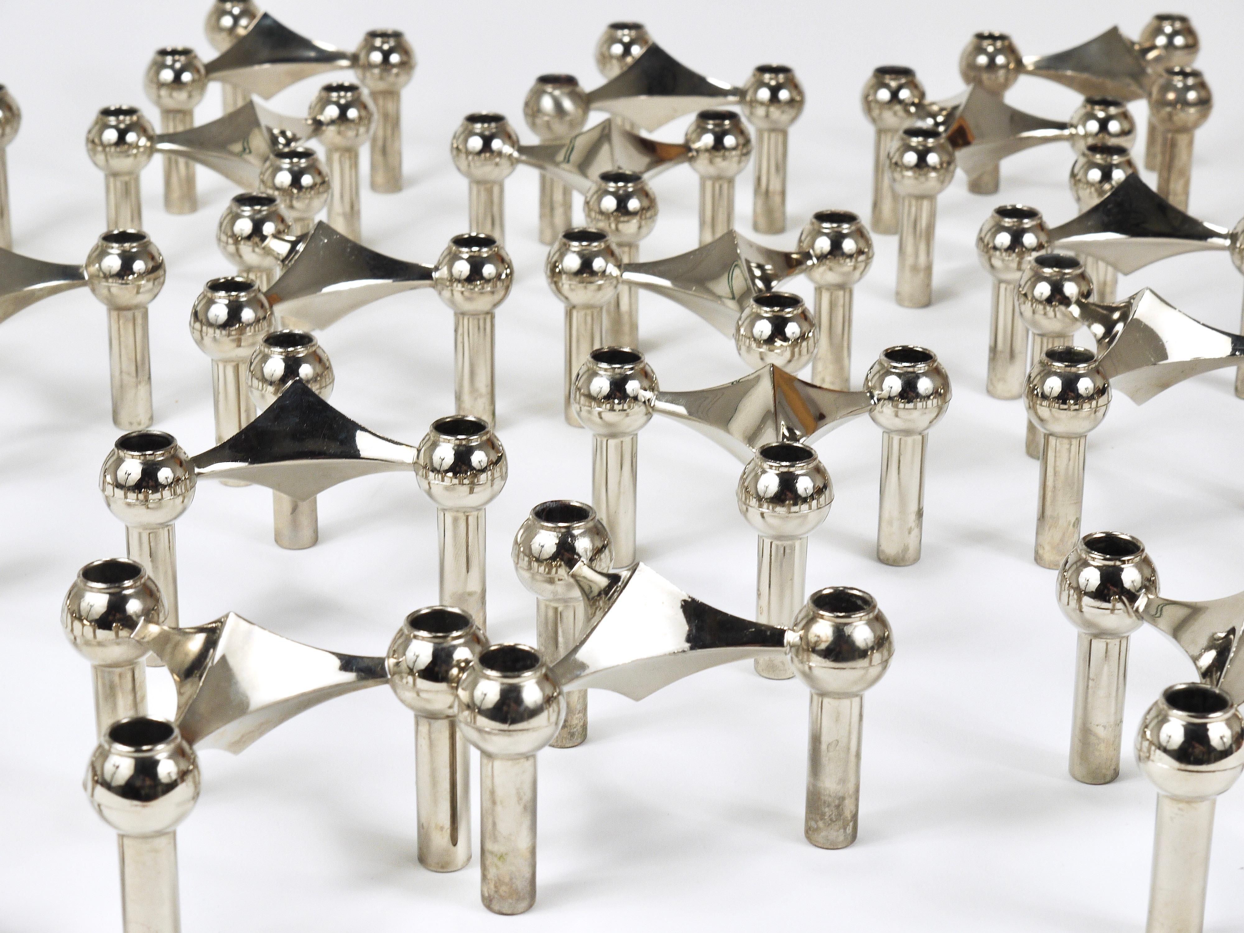 Large Set of Stoff Nagel Sculptural Stackable Candleholders with Candles, 1960s For Sale 6