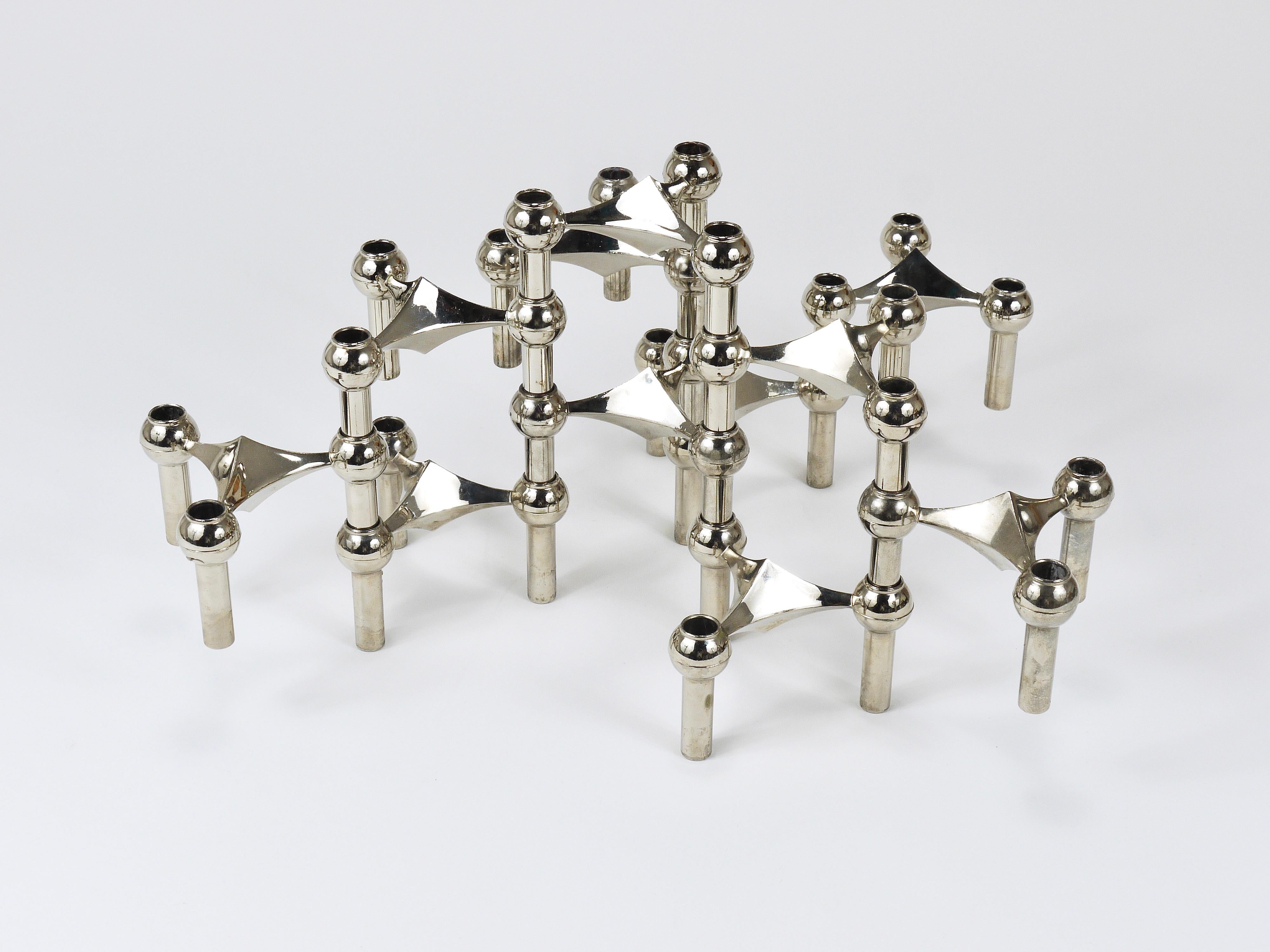Large Set of Stoff Nagel Sculptural Stackable Candleholders with Candles, 1960s For Sale 7
