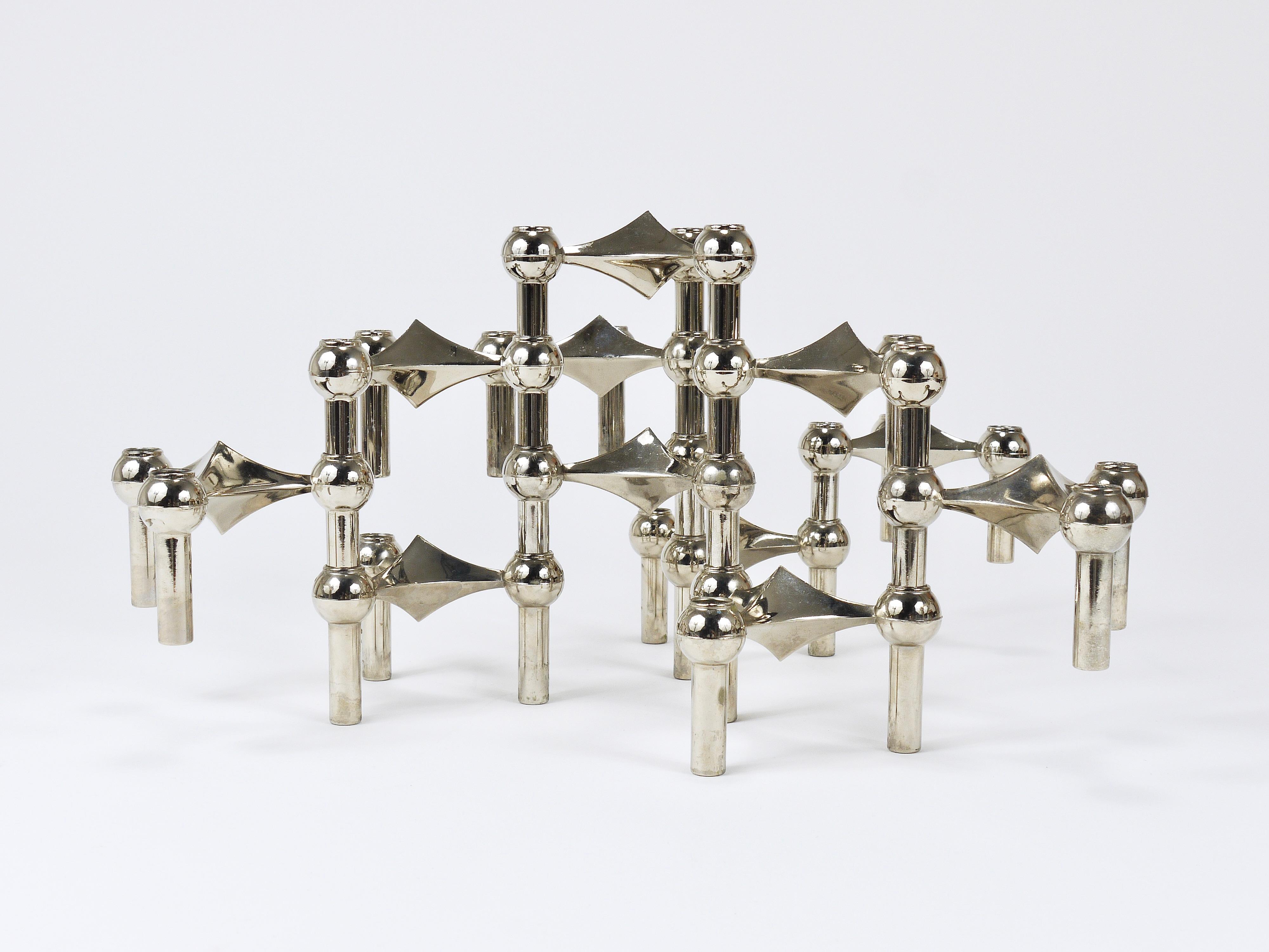 Large Set of Stoff Nagel Sculptural Stackable Candleholders with Candles, 1960s For Sale 8