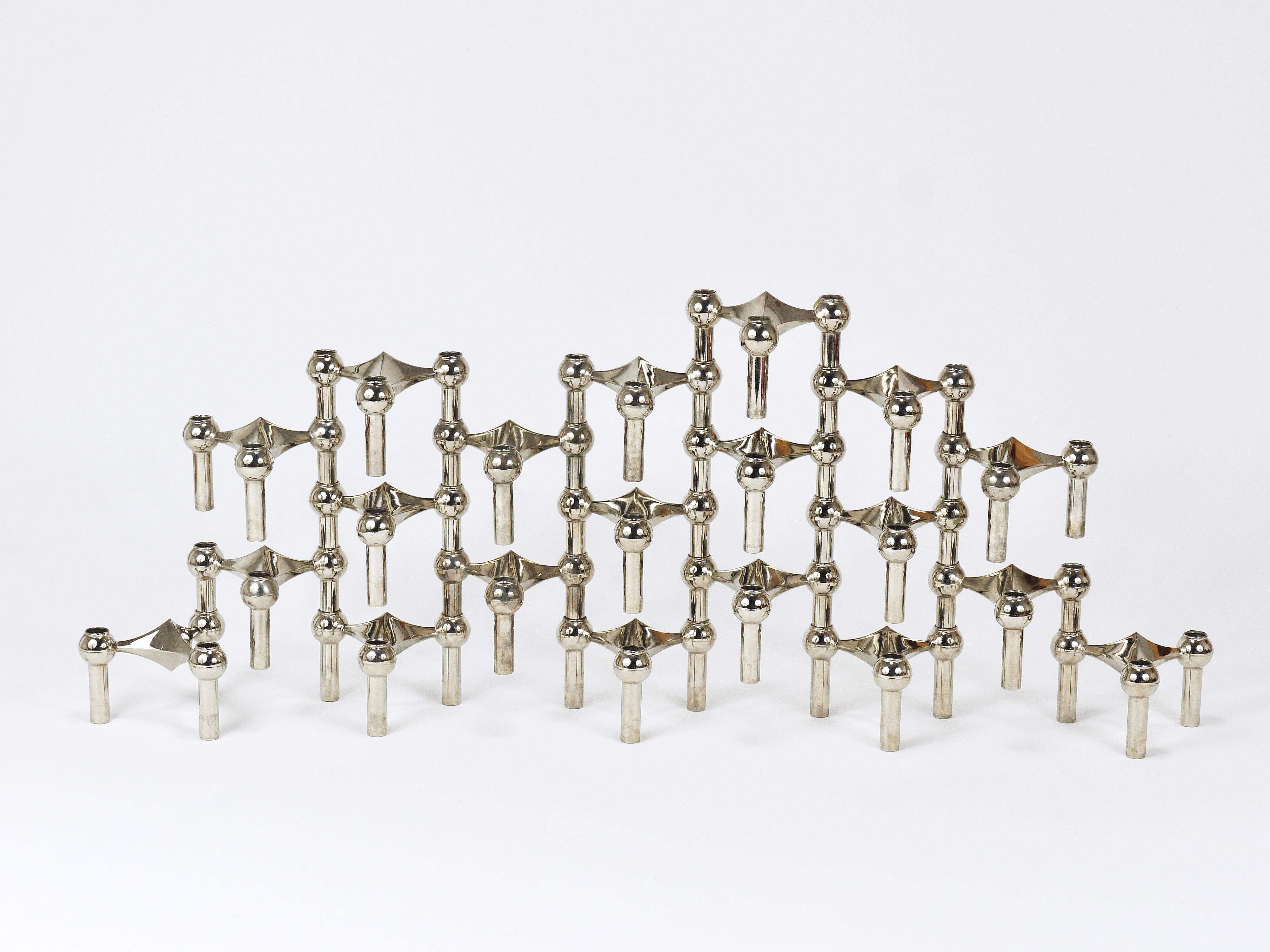 Large Set of Stoff Nagel Sculptural Stackable Candleholders with Candles, 1960s For Sale 9