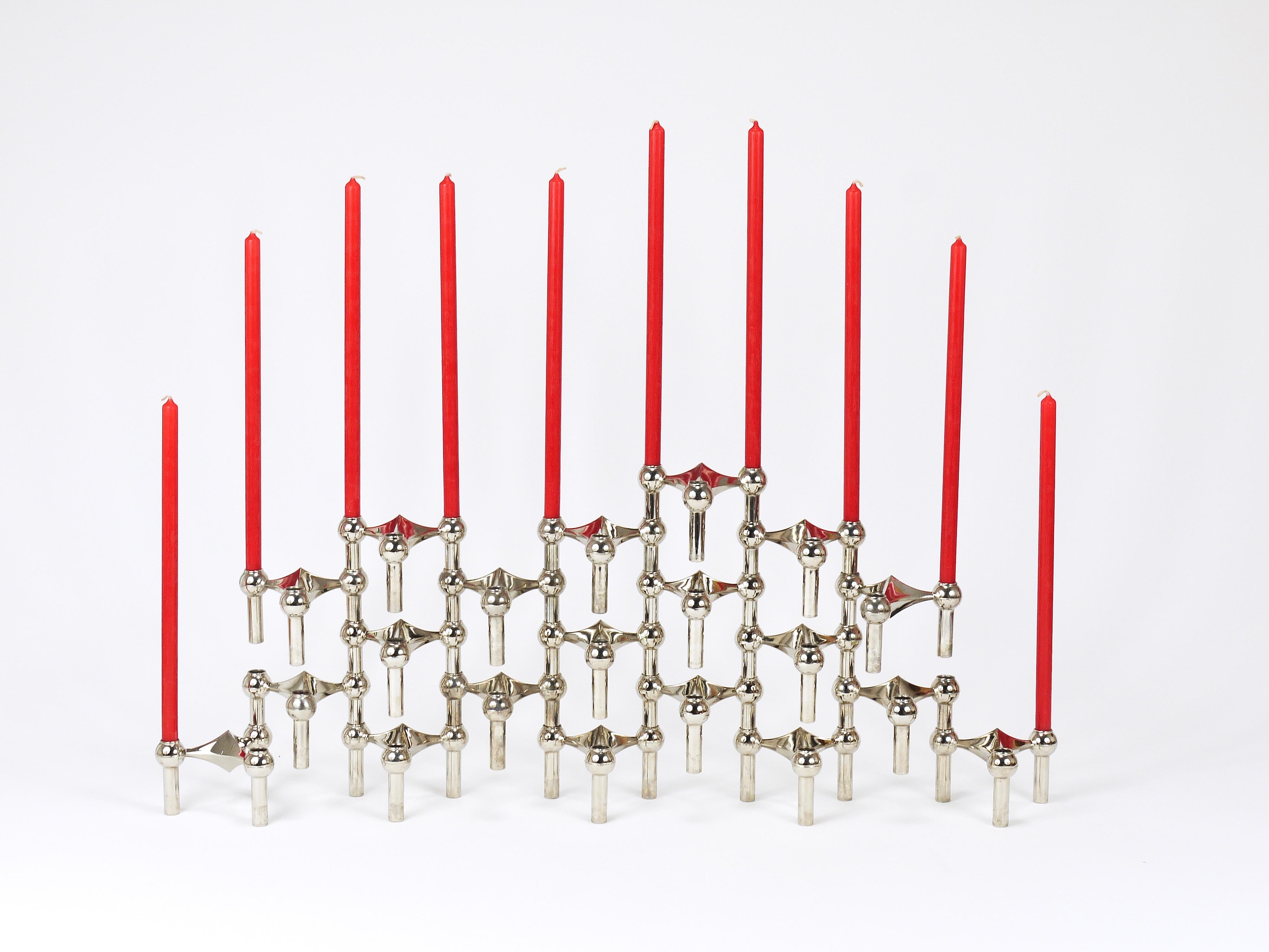 Large Set of Stoff Nagel Sculptural Stackable Candleholders with Candles, 1960s For Sale 10