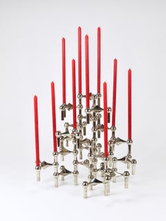 Large Set of Stoff Nagel Sculptural Stackable Candleholders with Candles, 1960s