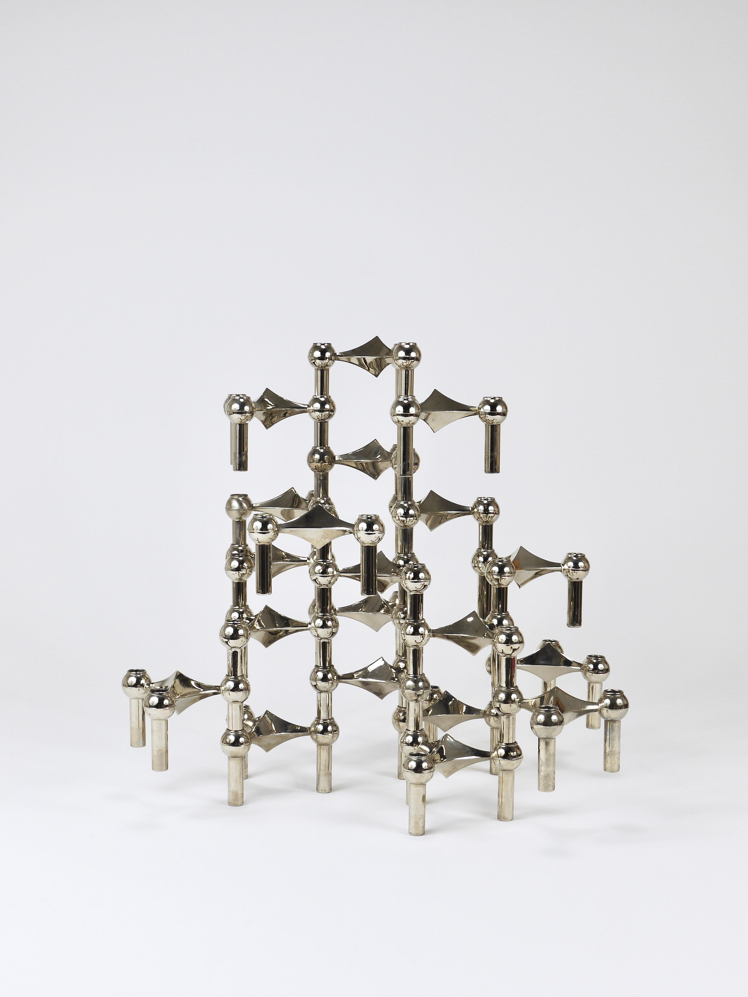 Large Set of Stoff Nagel Sculptural Stackable Candleholders with Candles, 1960s For Sale 1