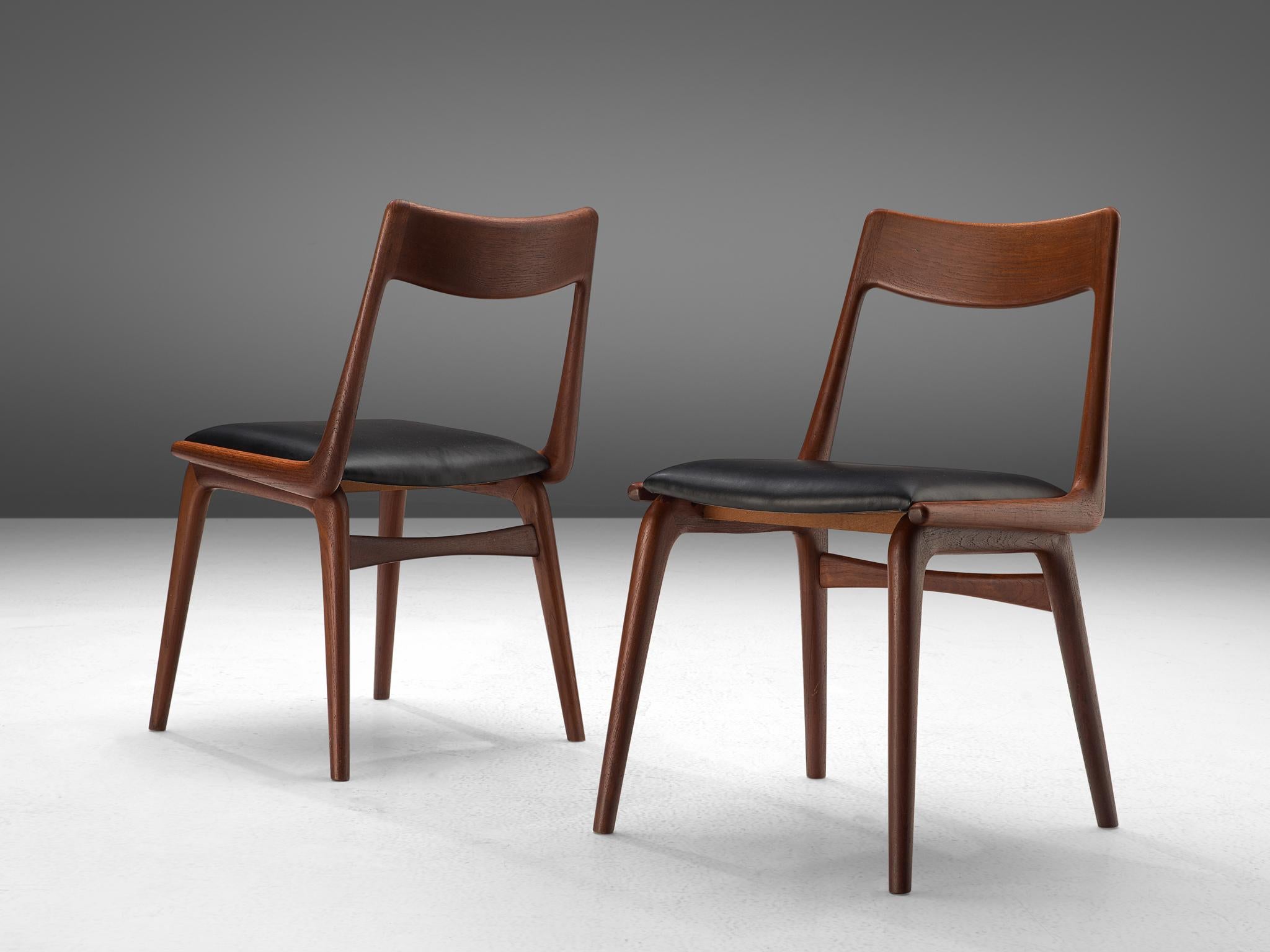 Mid-20th Century Large Set of Ten 'Boomerang' Chairs in Teak by Alfred Christensen